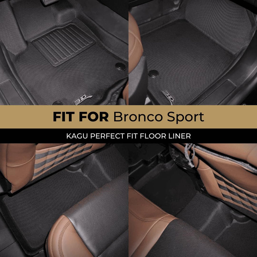 3D MAXpider Kagu Custom Fit Floor Mat (Black) Compatible with Ford Bronco Sport 2021-2026 (Vinyl Floors) - Full Set