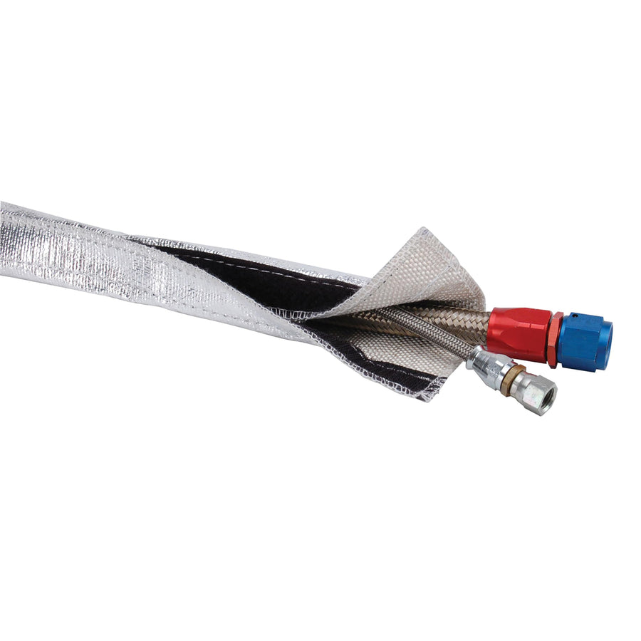Design Engineering Heat Shroud 1/2" - 3/4" I.D. x 3ft Aluminized Sleeving for Ultimate Hi-Temp Protection (with Closure Hook and Loop)