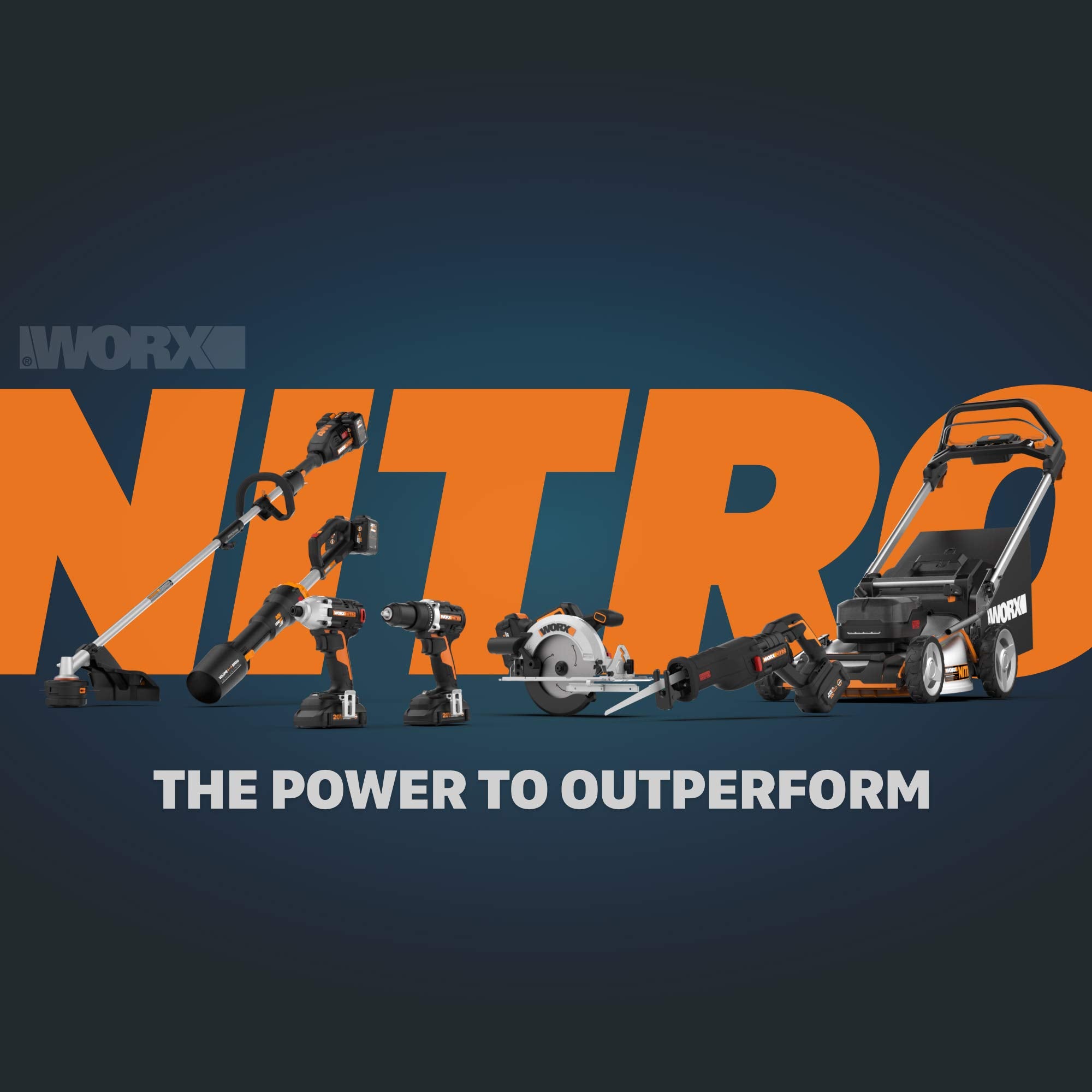 Worx 20" Cordless Lawn Mower Nitro, 3 in 1 Electric Mower with Collapsible Handle, Push Lawn Mower with 7-Position Height Adjustment, 2 Batteries & Charger Included, WG751.3