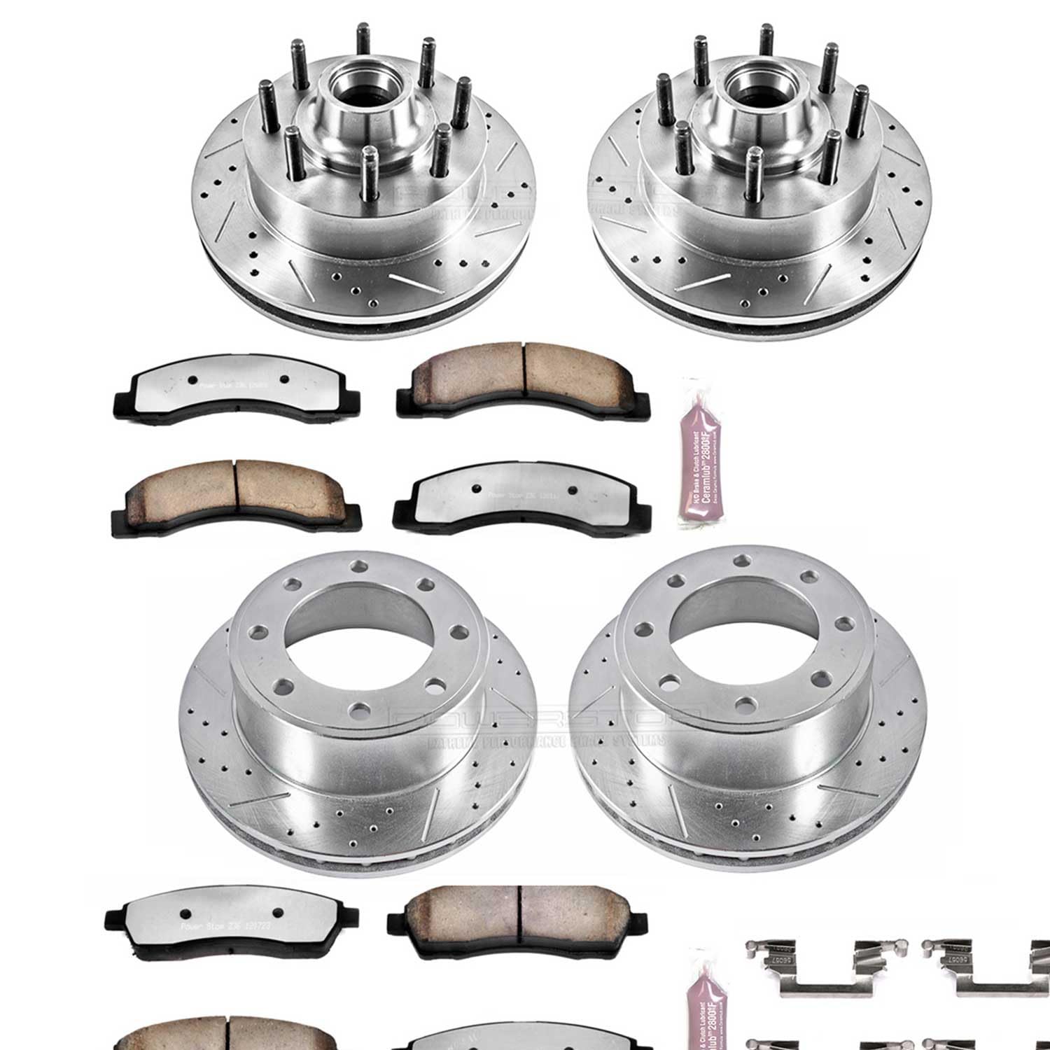 Power Stop K1393-36 Z36 Truck & Tow Front and Rear Brake Kit, Carbon Fiber Ceramic Brake Pads and Drilled/Slotted Brake Rotors For Excursion, F-250 Super Duty, F-350 Super Duty [Model Specific]