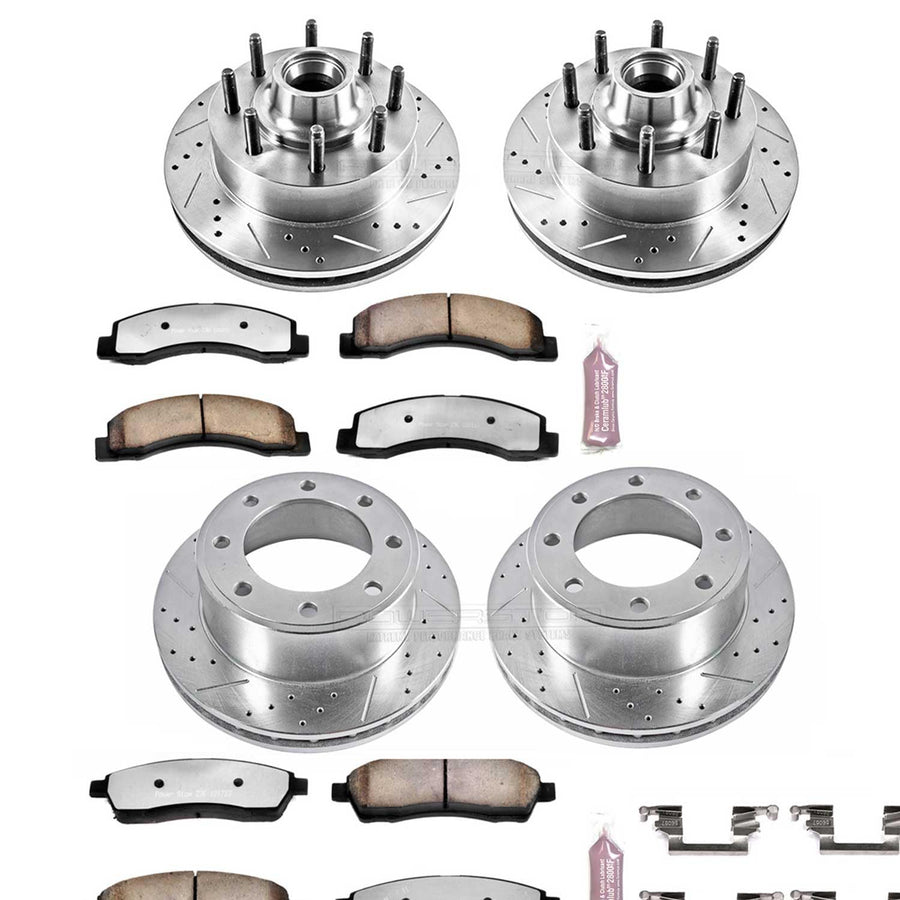 Power Stop K1393-36 Z36 Truck & Tow Front and Rear Brake Kit, Carbon Fiber Ceramic Brake Pads and Drilled/Slotted Brake Rotors For Excursion, F-250 Super Duty, F-350 Super Duty [Model Specific]