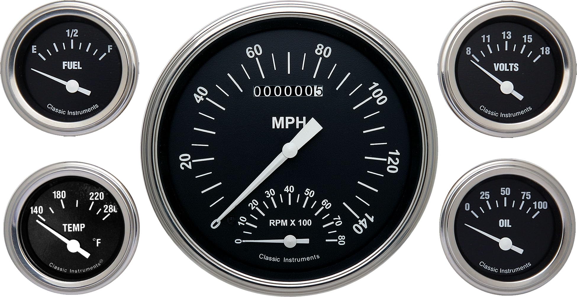 Hot Rod Series Classic Instruments HR65SLF 5 Gauge Package