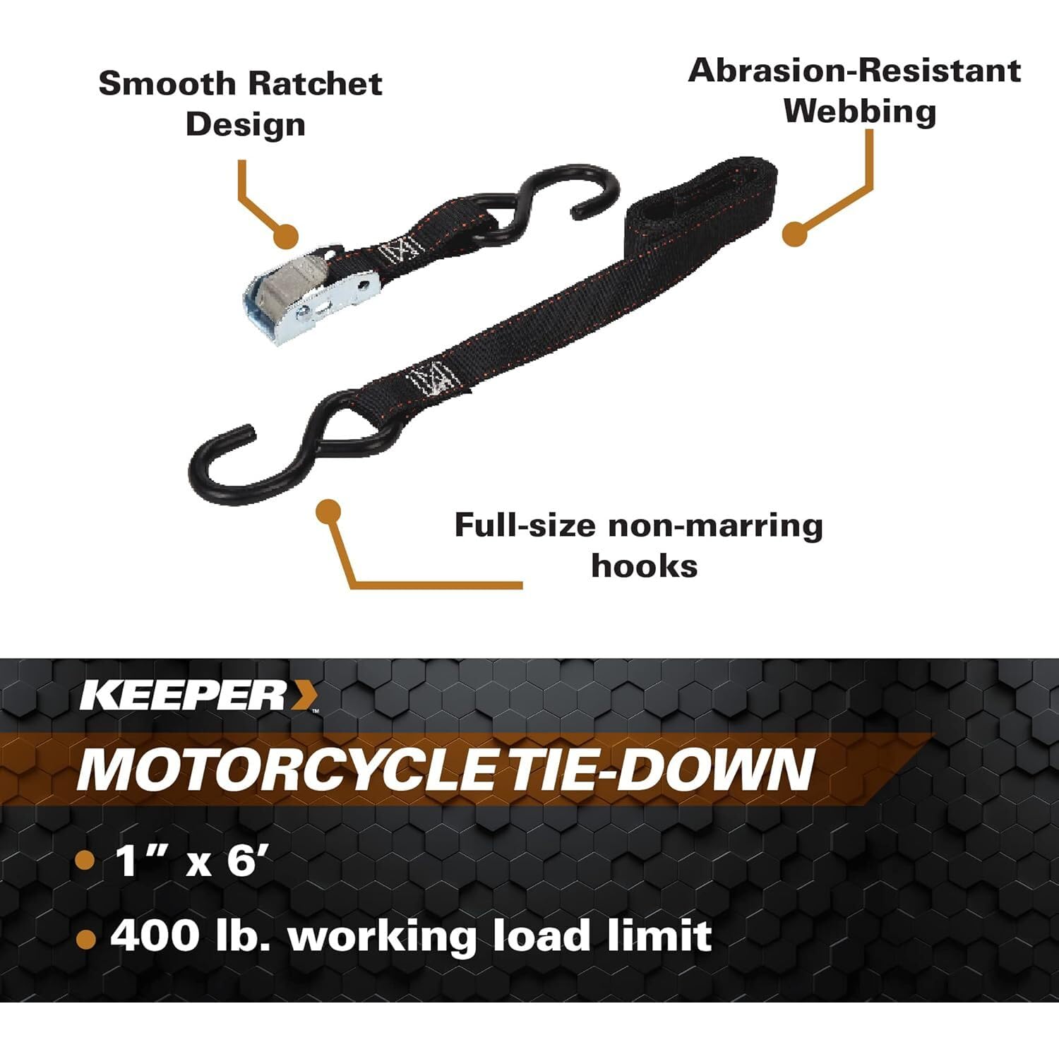6' x 1" Red Motorcycle Tie Down Keeper, 2 pack