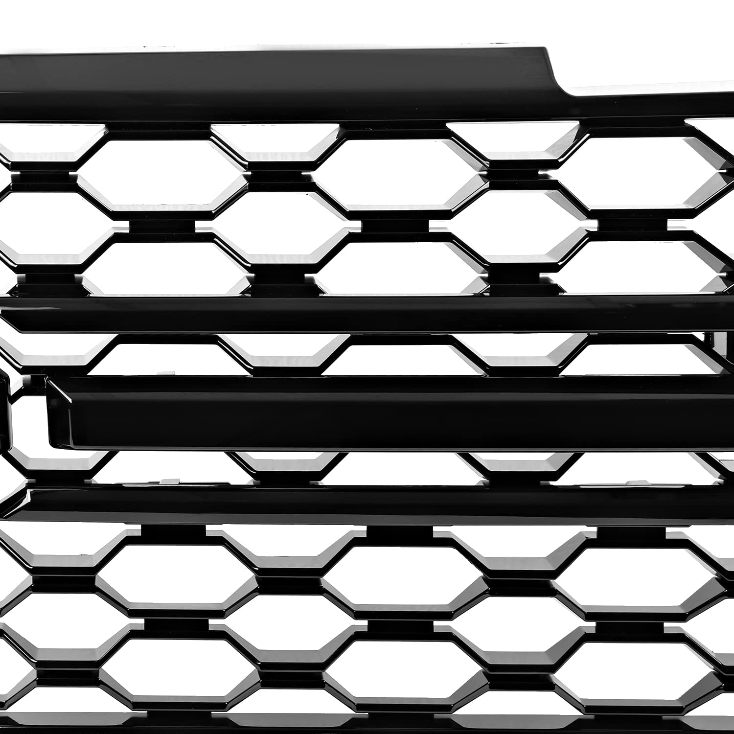 Honeycomb Hood Grille Spec-D Tuning Glossy Black Compatible with 2019-2022 Chevy Silverado 1500 LT