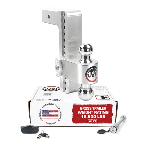 Adjustable Trailer Hitch Weigh Safe 180-Degree - Trailer Hitch for Towing - Compatible with 2.5" Receivers - 10" Drop, Chrome-Plated Tow Balls, 18,500 GTW, 2-Piece Lock Set