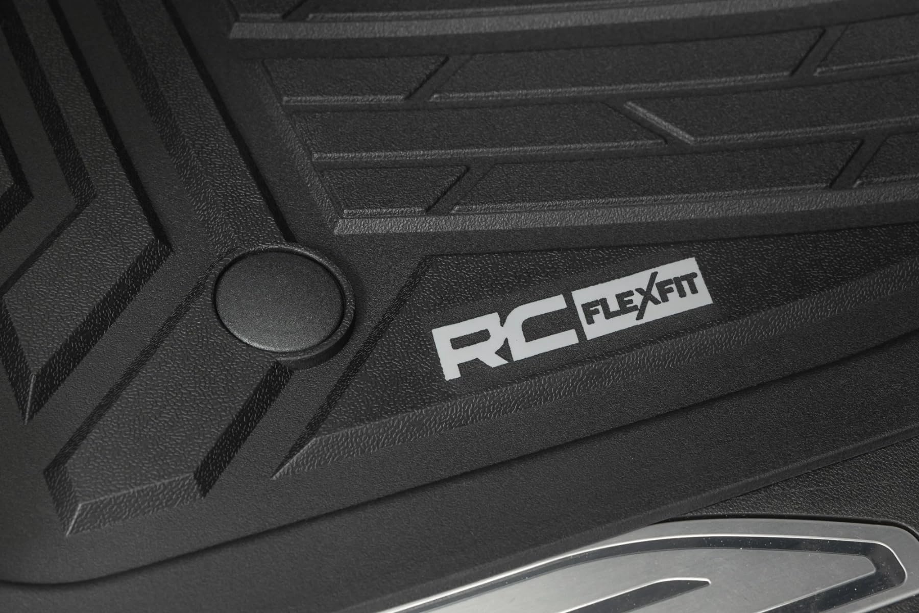 Flex-Fit Rough Country Front Floor Mats for Chevy Silverado & GMC Sierra 1500/2500HD/3500HD (2019-2026) Crew Cab - Custom All-Weather Non-Slip TPE Liners w/Spill Saver Lip