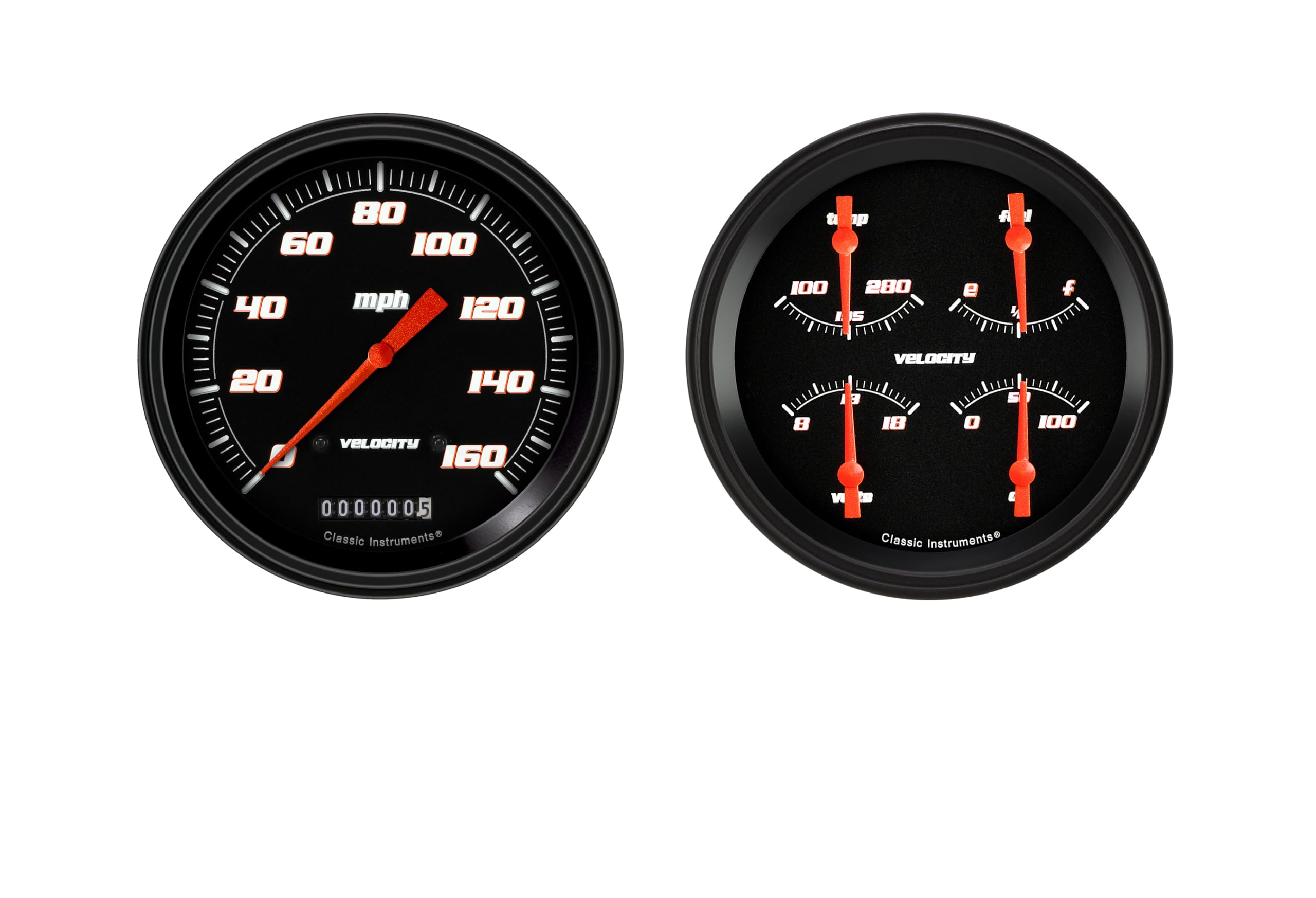 Velocity Black Speedometer & Quad Gauge Classic Instruments - GM