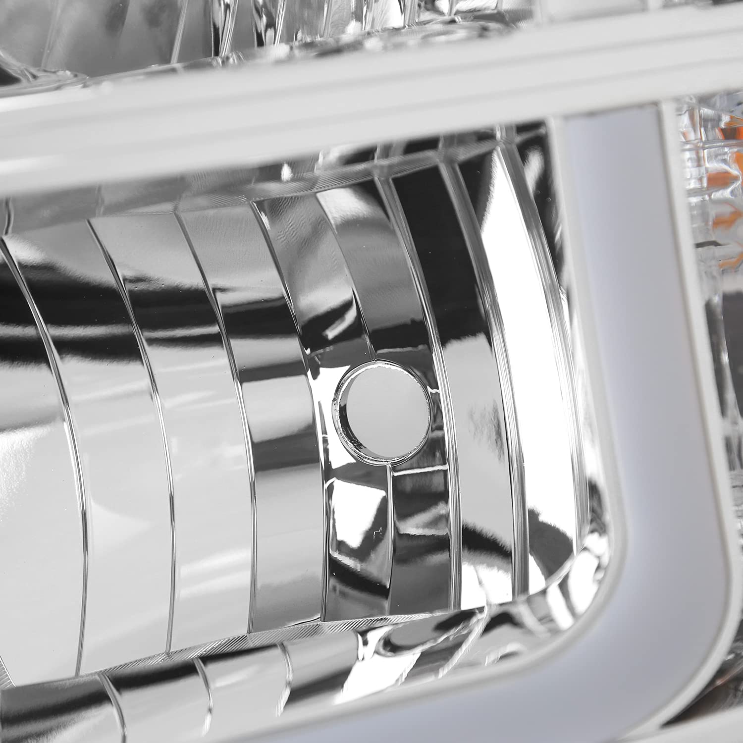 Chrome Headlights SPEC-D TUNING w/LED Light Bar Compatible with 2007-2013 Chevy Silverado 1500, 2007-2014 Silverado 2500HD 3500HD, Left + Right Pair Headlamp Assembly