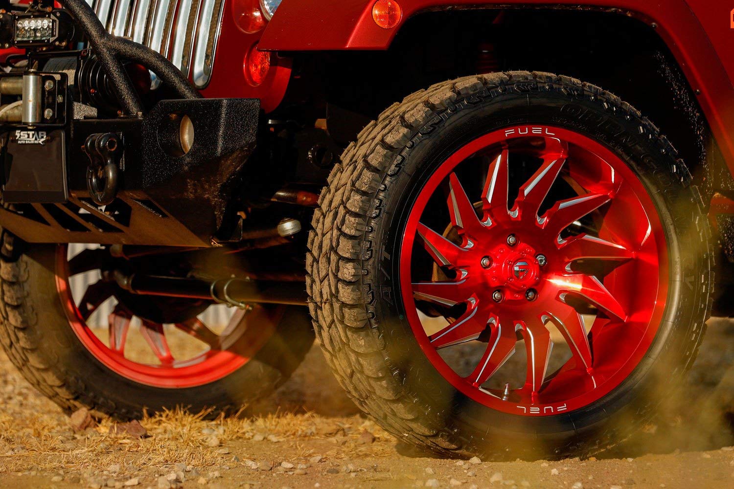 24x12 D745 SABER, Bolt Pattern: 8x6.5/, Offset: -44, CANDY RED MILLED, set of 1