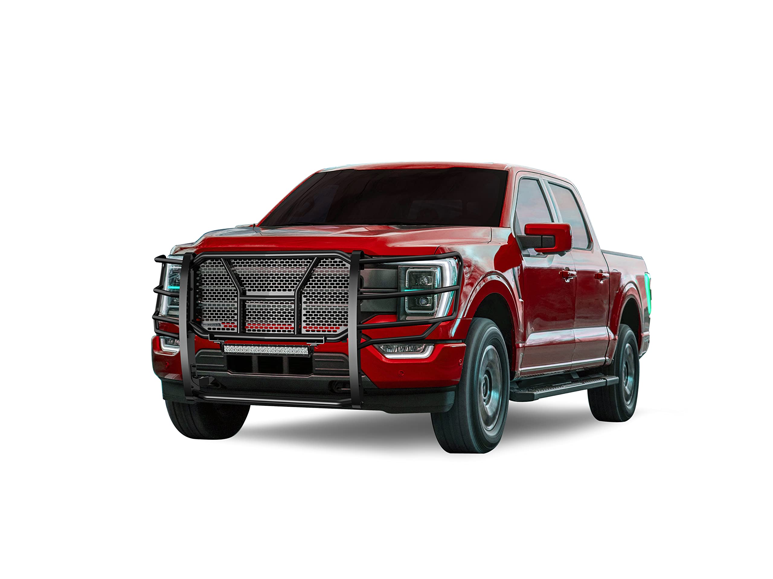 RUGGED Black Horse Heavy Duty Grille Brush Bumper Guard Modular Black Compatible with 2021-2024 Ford F-150-RU-FOF116-B-K1
