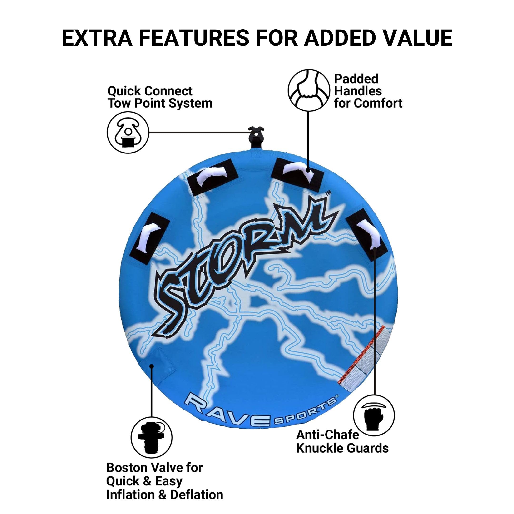 Rave Sports Boat Storm Towable Tube - Inflatable Tube for 1-2 Boating