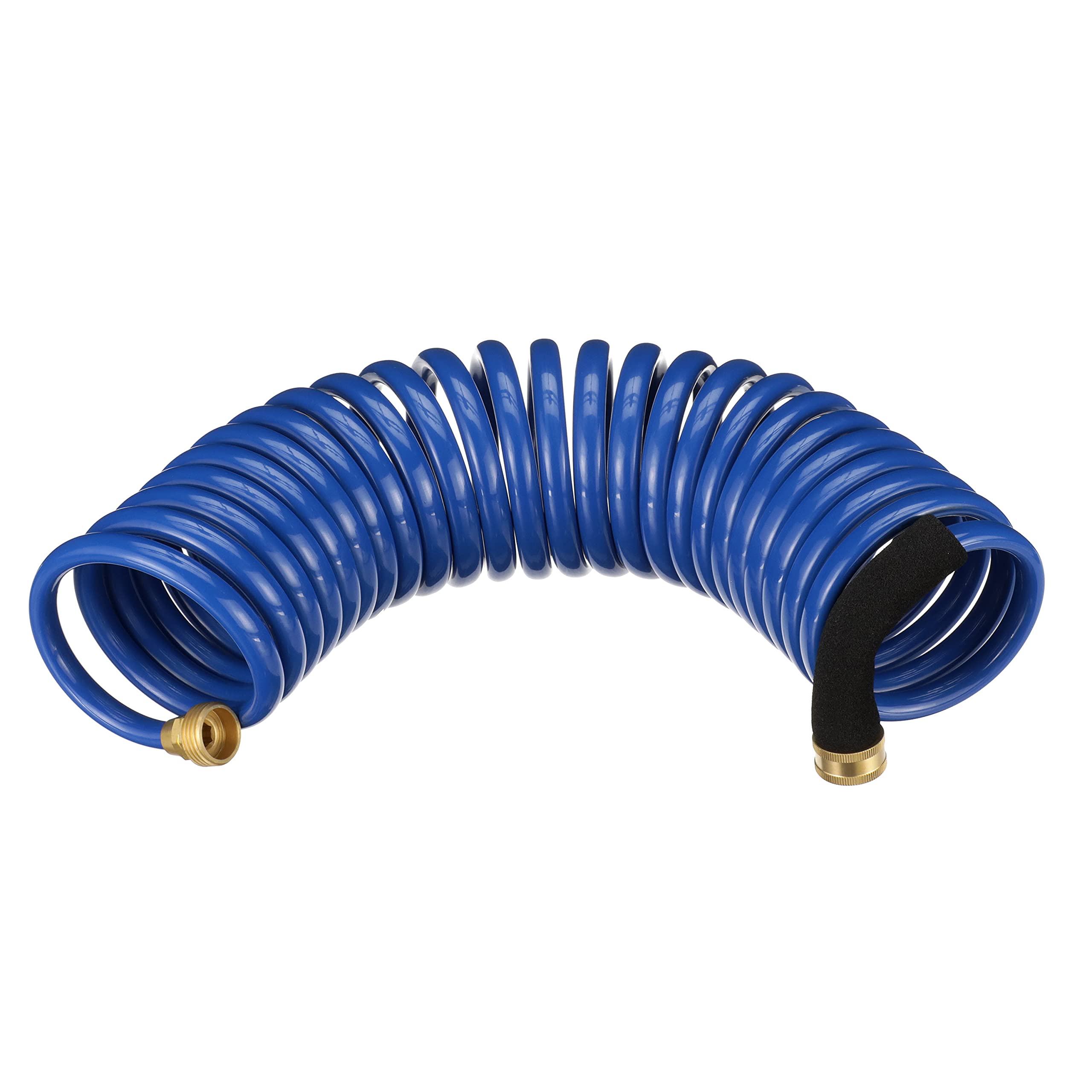 Spiral Watering Hose Attwood 11871-7 — Weatherproof, Kink-Free, 25 Feet Long, ¾-in. End Fittings, 3/8-In. Interior Diameter, Blue