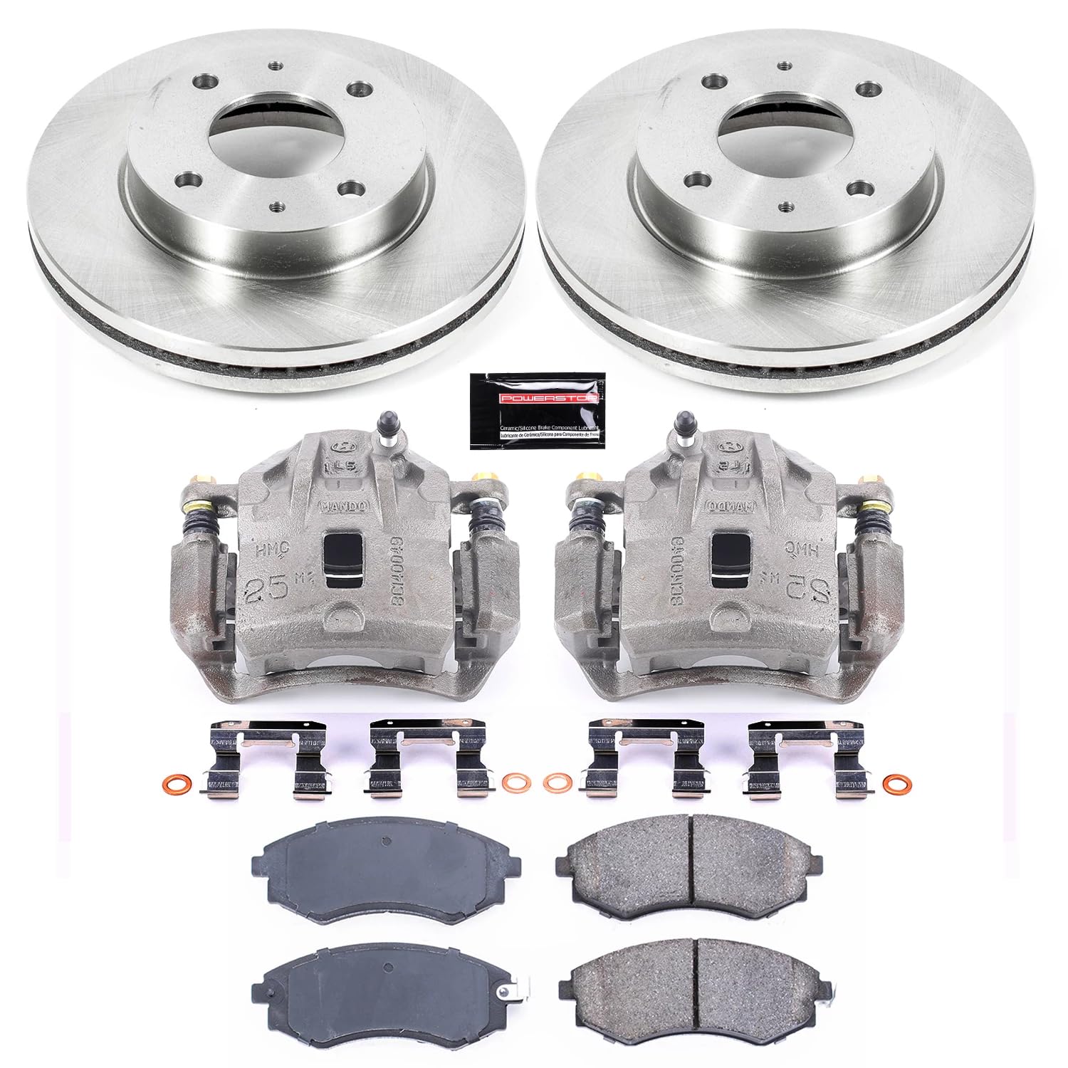Power Stop KCOE5372 Replacement Autospeciality Front Caliper Kit- OE Rotors, Ceramic Brake Pads, Calipers For Hyundai Sonata 2002-2003, Kia Optima 2001-2002 [Model Specific]