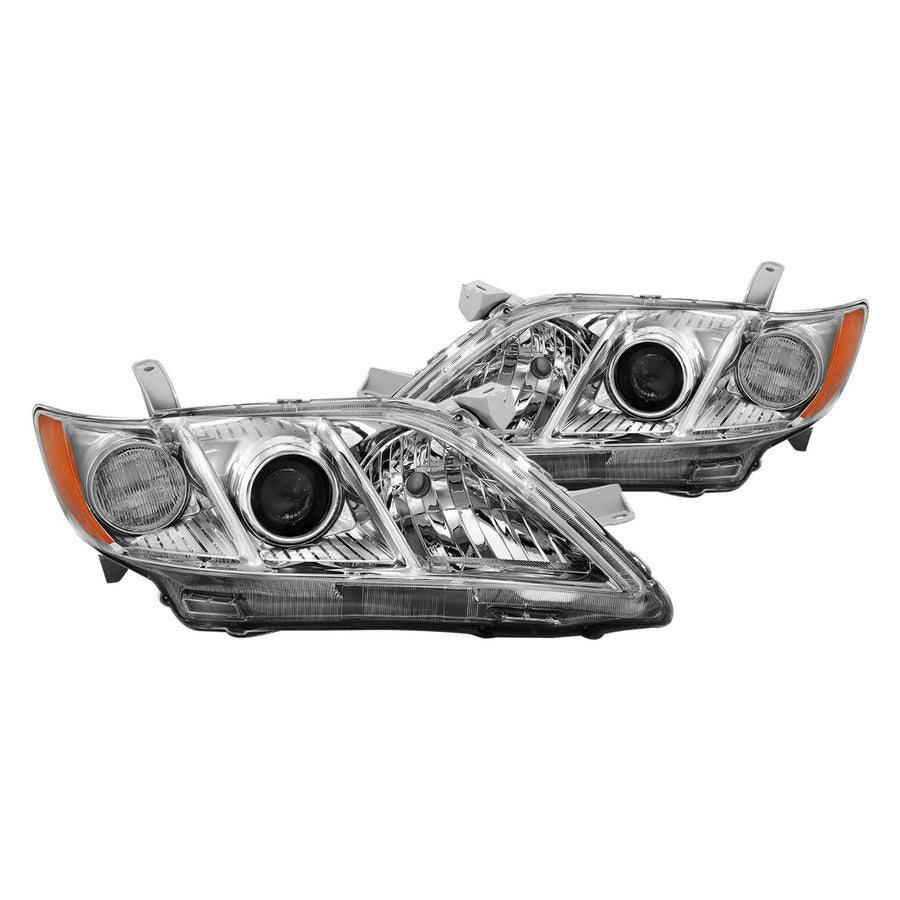 2007-2009 Toyota Camry ANZO Projector Headlight Chrome Amber (OE Replacement)