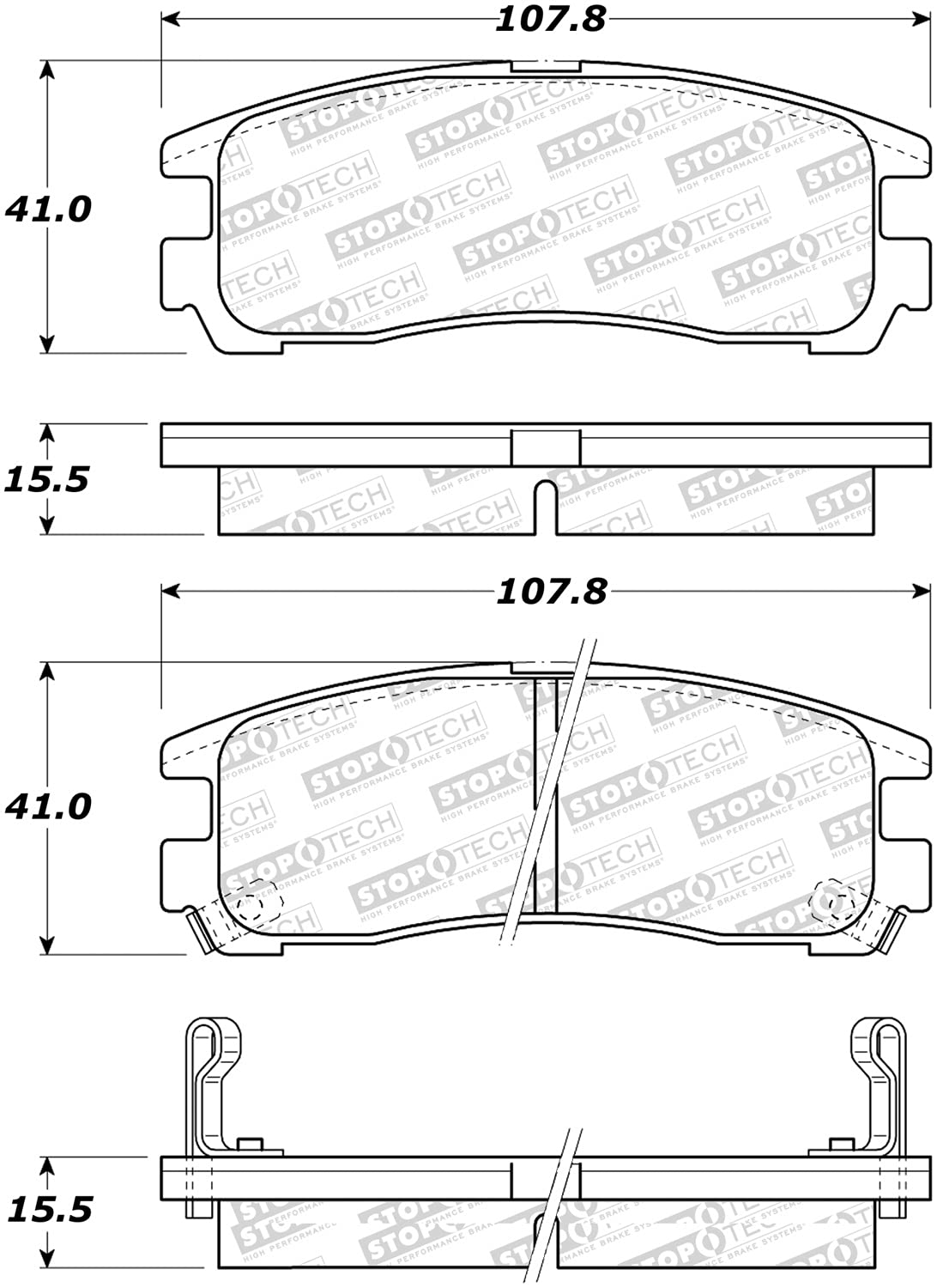 Sport Brake Pads StopTech 309.03831 with Shims and Hardware