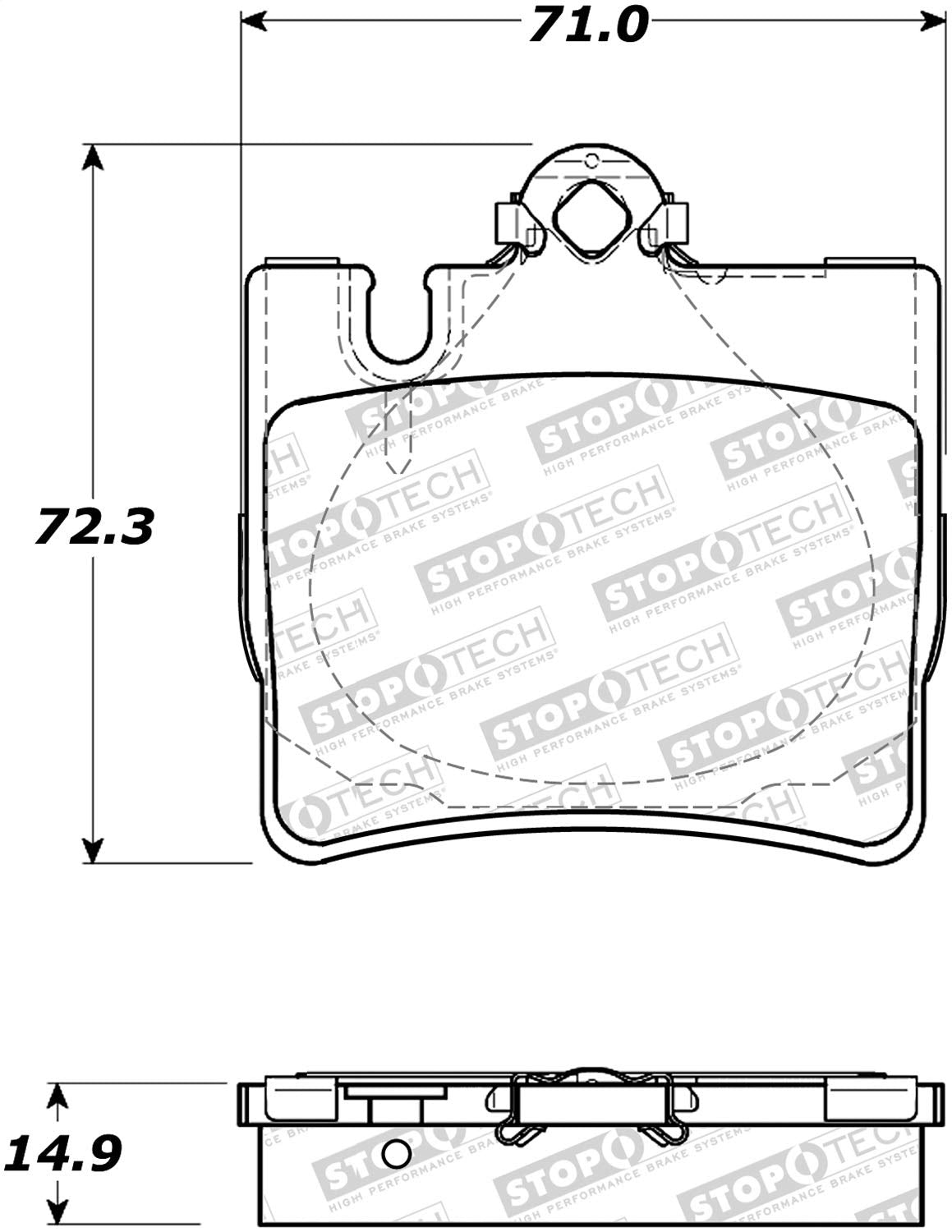 Rear StopTech 308.08480 Brake Pads with Shims and Hardware Street