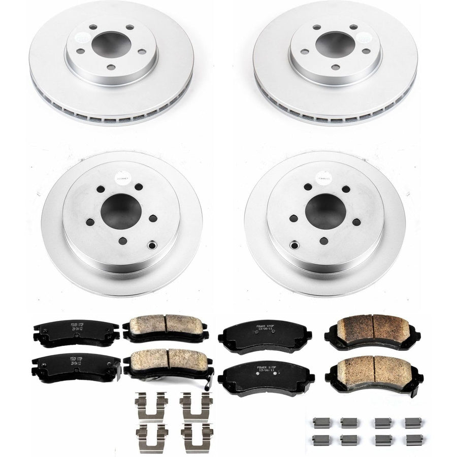 Power Stop CRK4383 Brake Rotor & Coated Ceramic Brake Pads- front & rear For Buick Rendezvous, Chevrolet Venture, Oldsmobile Silhouette, Pontiac Aztek, Pontiac Montana [Model Specific]