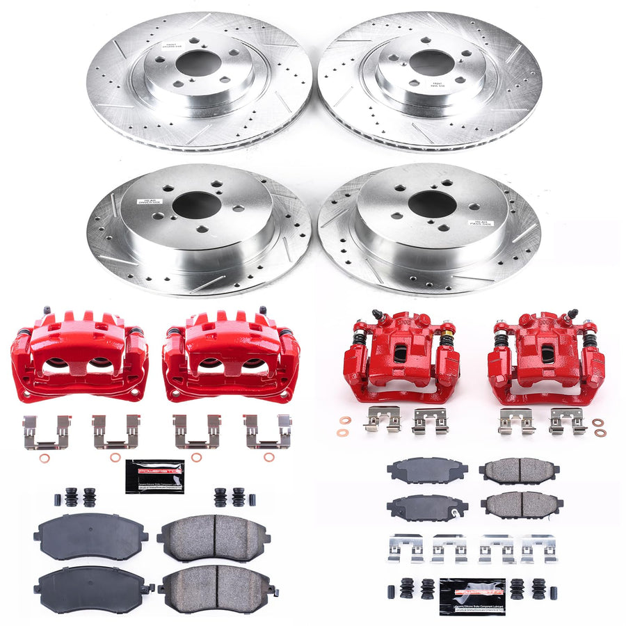 Power Stop Z23 Evolution Sport Brake Upgrade Kit KC4081 with Powder Coated Calipers For Subaru Legacy 2005, Subaru Outback 2005 [Model Specific]