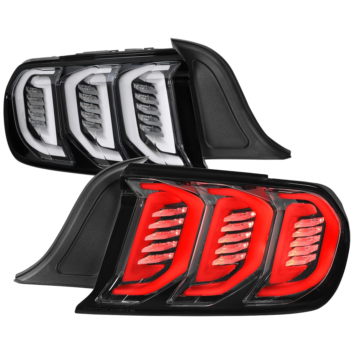 Full LED Jet Black Tail Lights with Sequential Turn Signals SPEC-D TUNING Compatible with 2015-2023 Ford Mustang Coupe/Convertible, Left + Right Pair Assembly