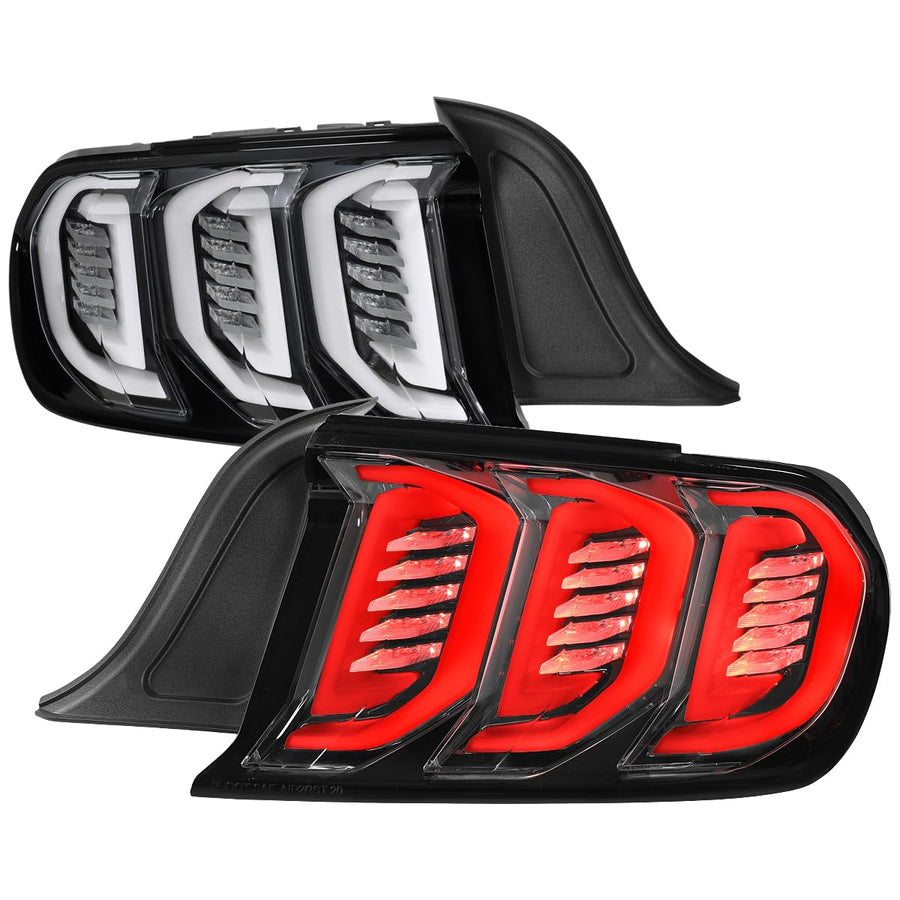 Full LED Jet Black Tail Lights with Sequential Turn Signals SPEC-D TUNING Compatible with 2015-2023 Ford Mustang Coupe/Convertible, Left + Right Pair Assembly