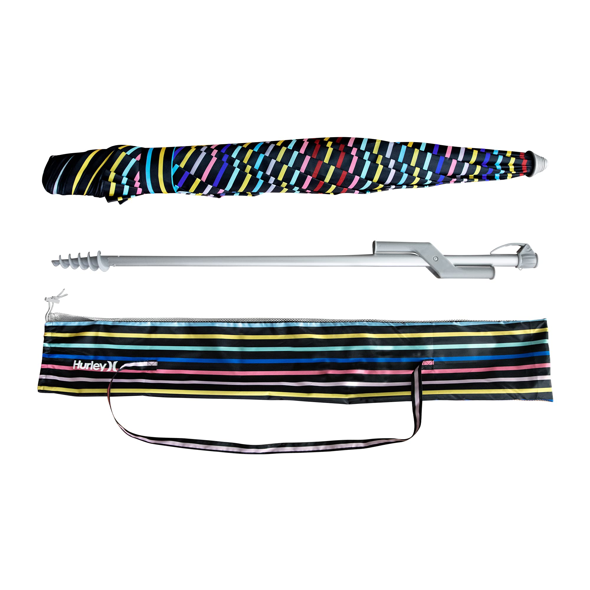 7' Hurley Beach Umbrella, Venice Mod Black