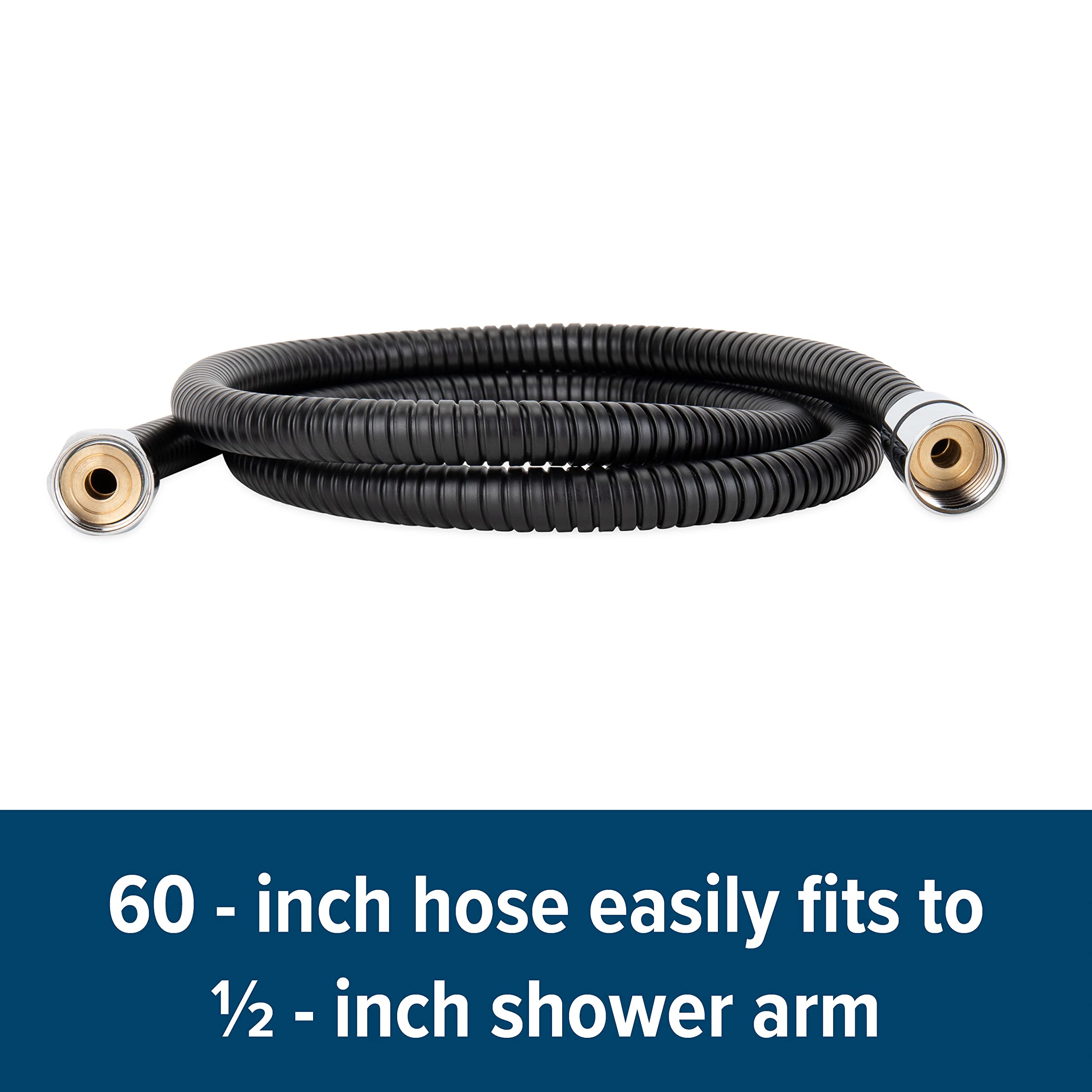 Flexible Camco RV/Marine Replacement Shower Hose | Reinforced Construction | Measures 60-Inches | Black (43745)