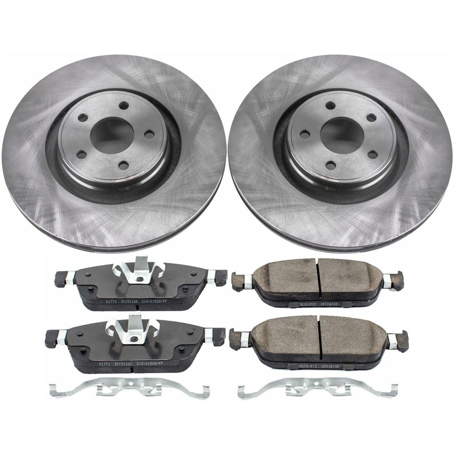 Power Stop KOE7147 Front Replacement Brake Kit-OE Brake Rotors & Ceramic Brake Pads For Ford Focus 2015-2018, Lincoln MKC 2015-2019 [Model Specific]
