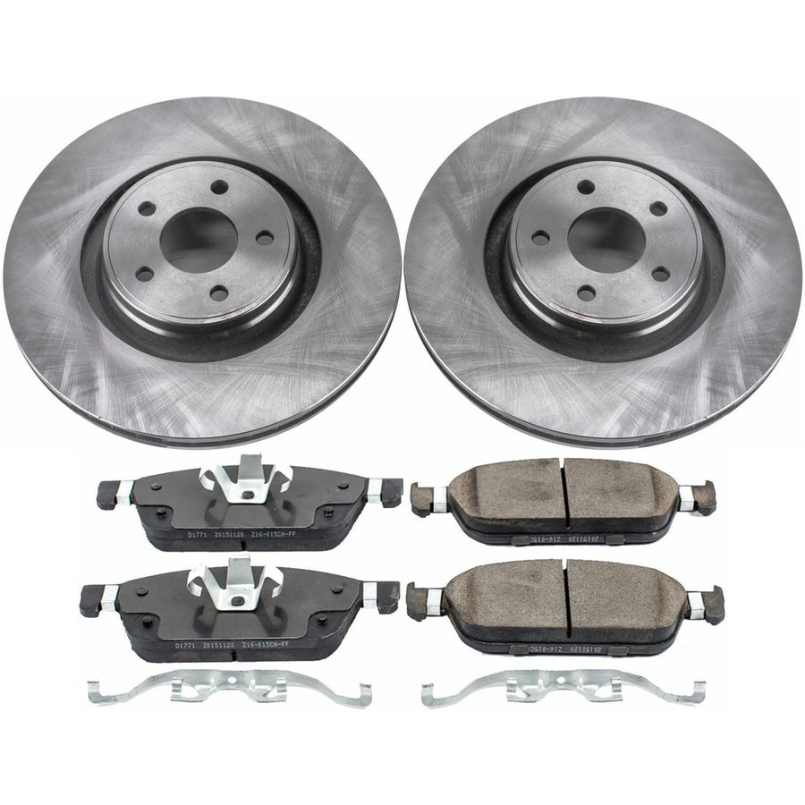 Power Stop KOE7147 Front Replacement Brake Kit-OE Brake Rotors & Ceramic Brake Pads For Ford Focus 2015-2018, Lincoln MKC 2015-2019 [Model Specific]