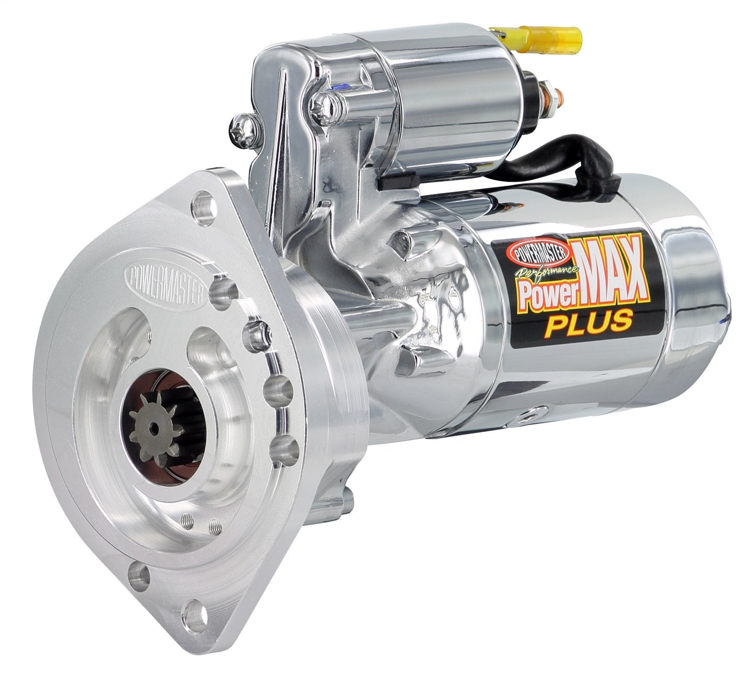 PowerMAX Plus Powermaster 19004-4 Starter (Ford [SB] w/billet Black 2 Ear Mtg All M/T w/164T Flyw 3/8" Depth 16:1 Chrome), 1 Pack