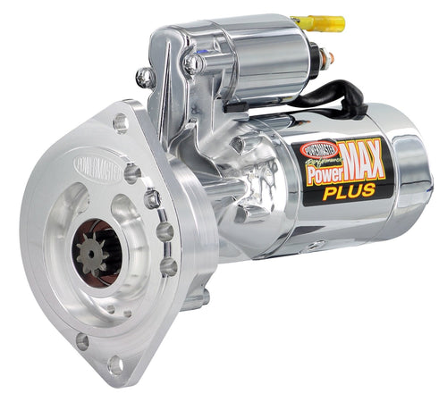 PowerMAX Plus Powermaster 19004-4 Starter (Ford [SB] w/billet Black 2 Ear Mtg All M/T w/164T Flyw 3/8" Depth 16:1 Chrome), 1 Pack