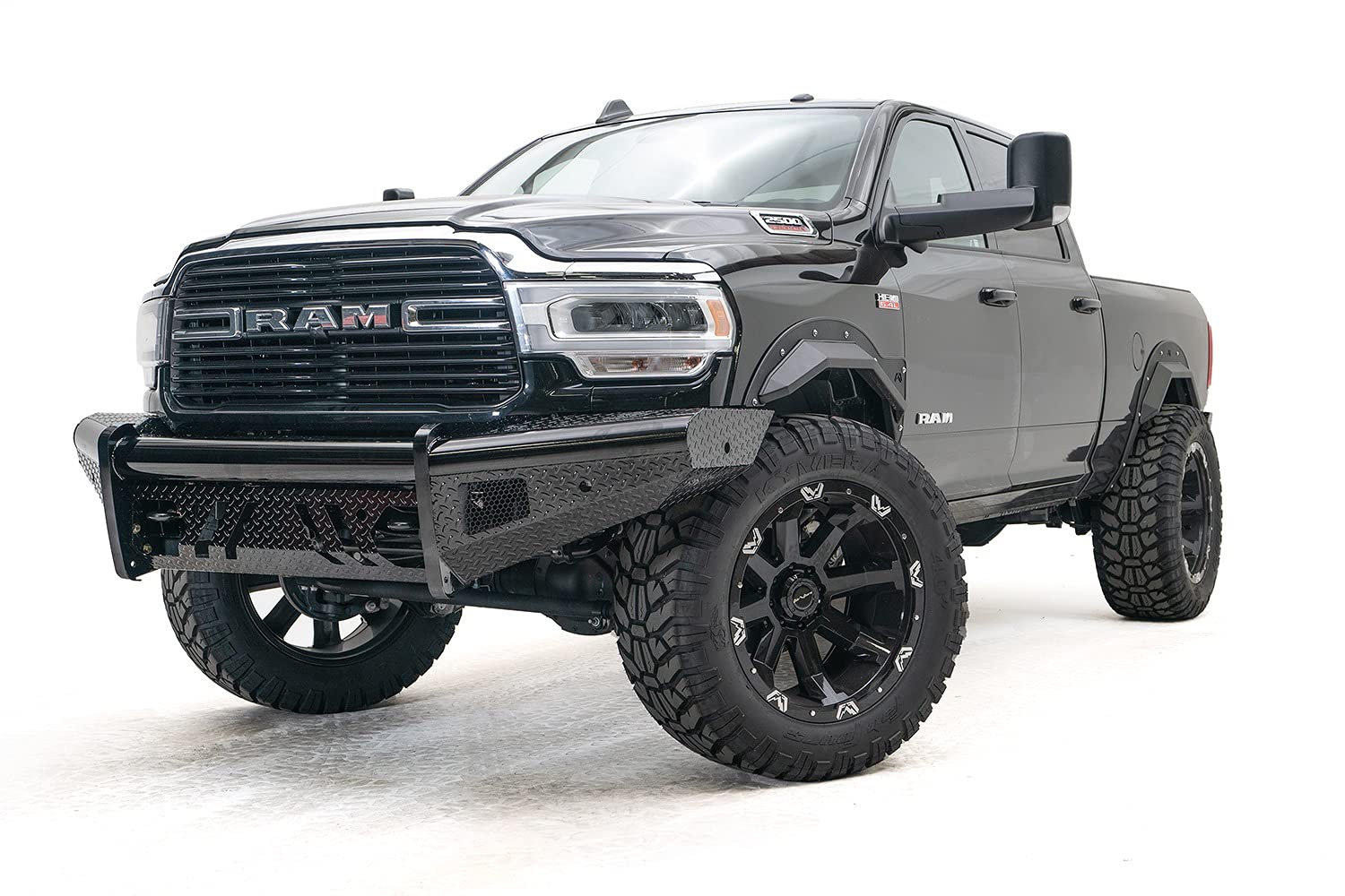 Fab Fours Black Steel Front Bumper 19-C Ram 2500 or 3500 New Body Style with No Guard, (DR19-S4461-1)