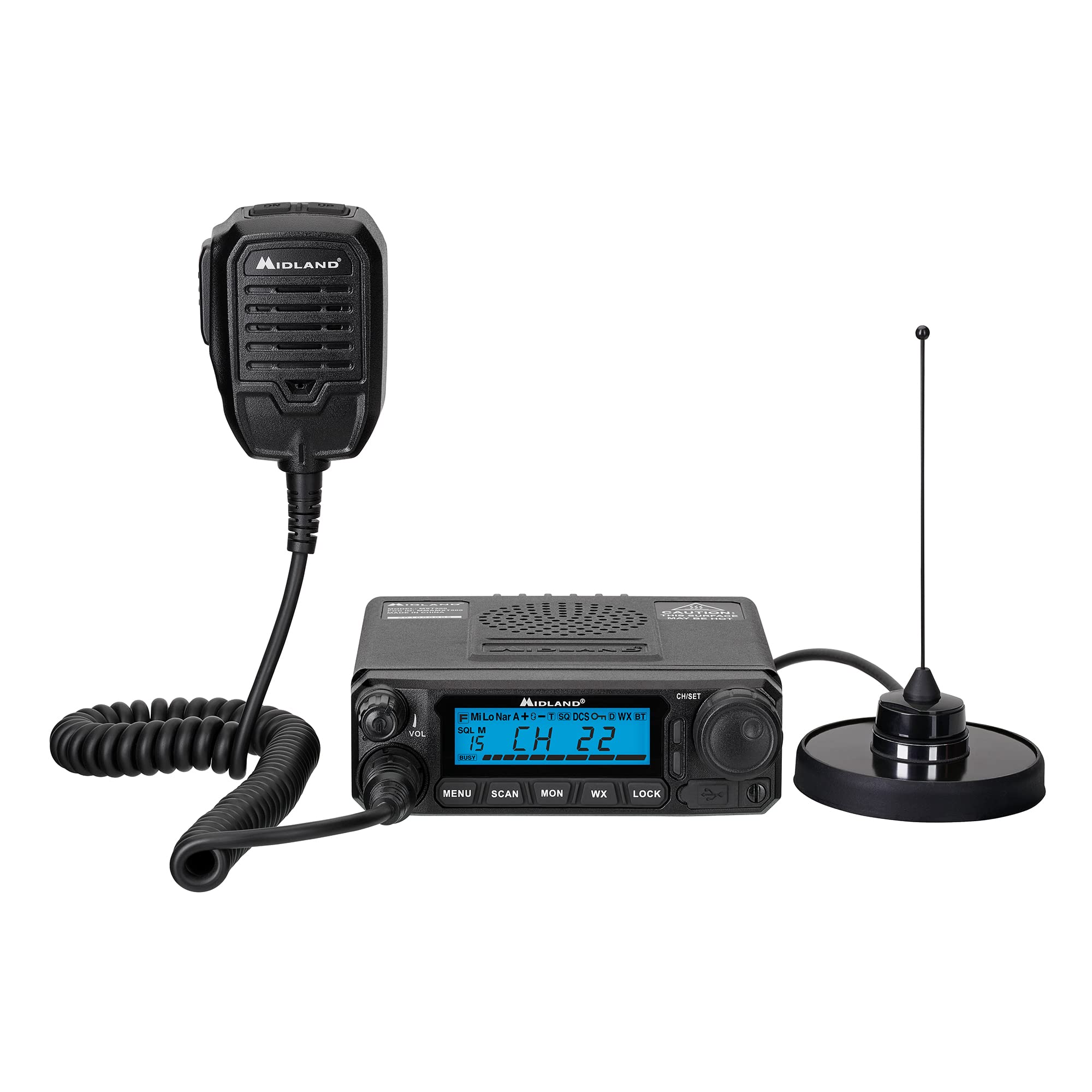Midland 50-Watt MXT500 GMRS Mobile Radio - for Farms, Ranches, Overlanding, Trails, and Off-Roading - 8 Repeater Channels, Compact Design, External Magnetic Mount, 2.1dB Unity Gain Antenna