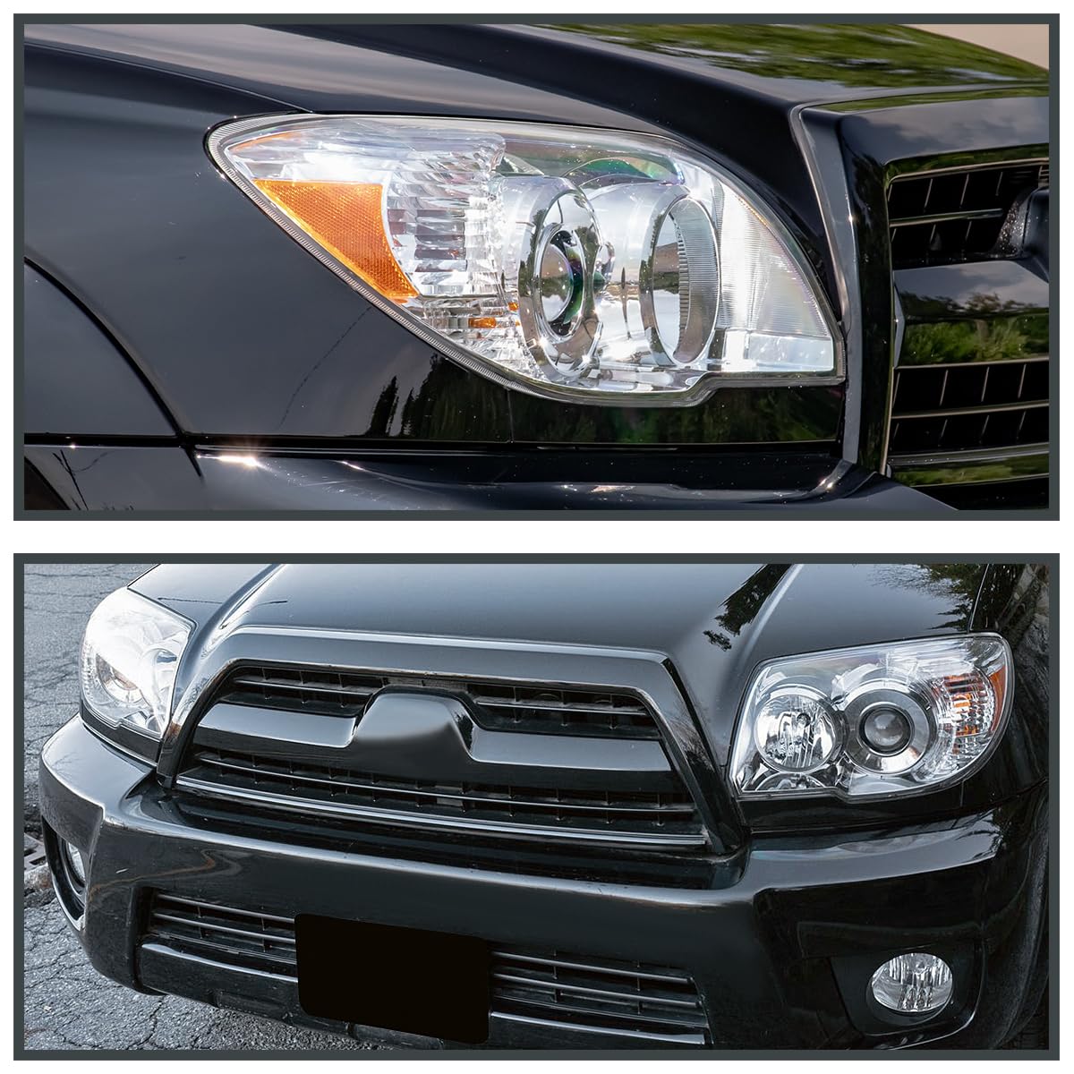 Chrome Projector Headlights SPEC-D TUNING Compatible with 2006-2009 Toyota 4Runner SR5 Limited, Left + Right Pair Headlamps Assembly