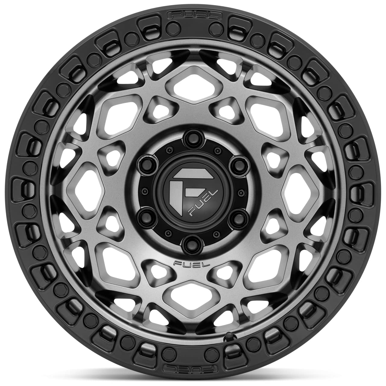 D784 UNIT FUEL OFF-ROAD 17X9, 6X135, 4.53, 12mm GUNMETAL WITH MATTE BLACK RING - D78417908945
