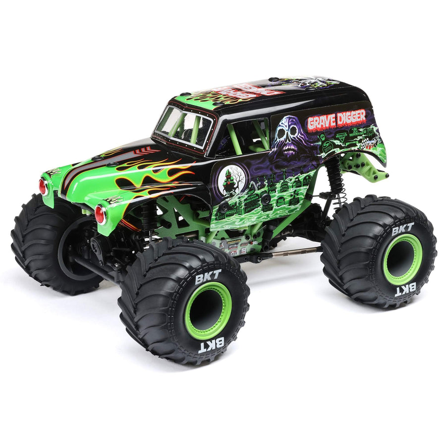Losi 1/18 Mini Grave Digger LMT 2S 4X4 RTR Brushed Monster Truck Battery & Charger Included Green LOS01026T1