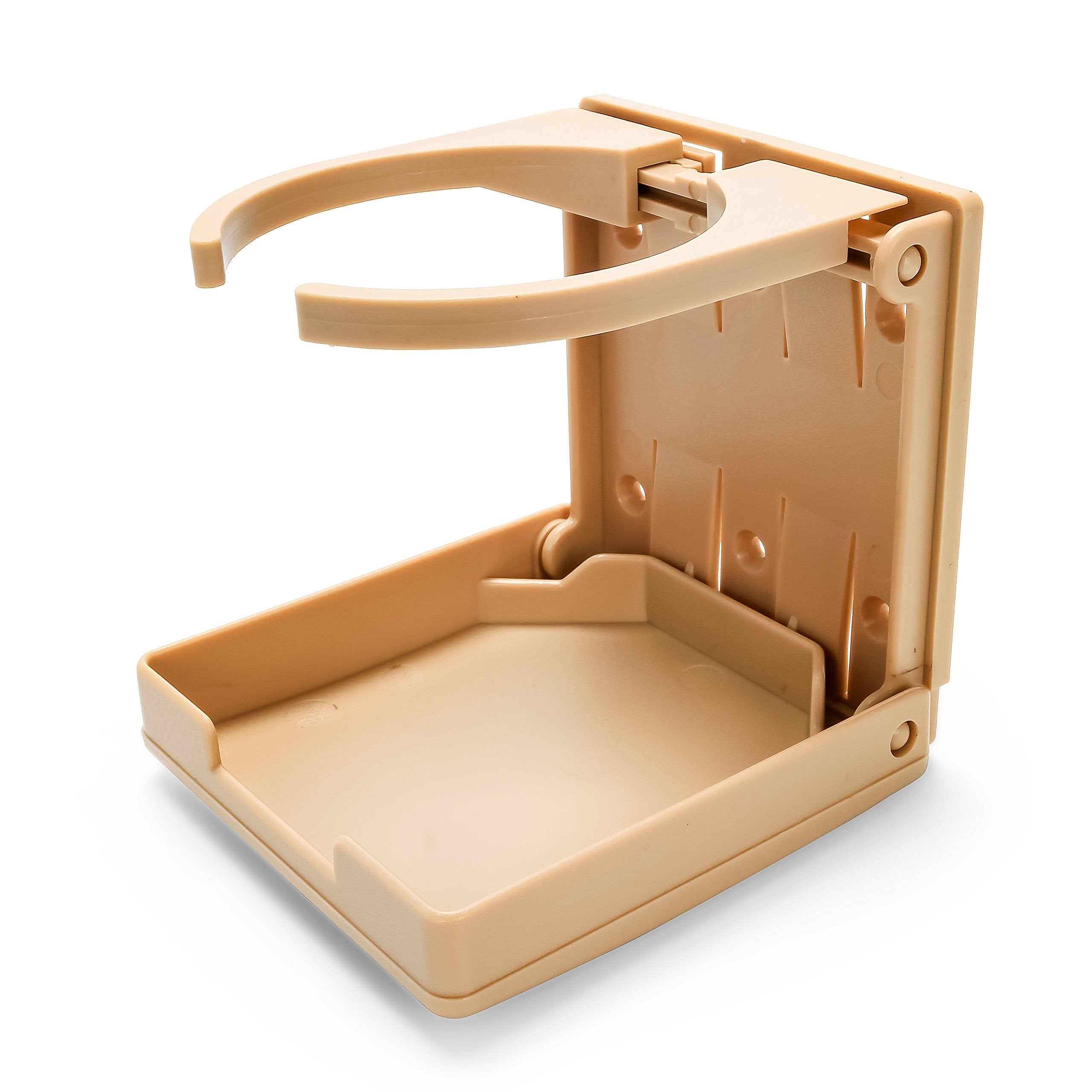 Camco Drink Holder Camper/RV - Features Adjustable Space-Saving Design & Holds Almost Any Size Mug, Cup, Bottle or Can - Extra Cup Holder for Cars, Trucks, RVs, Vans, Boats, and More - Khaki (44042)