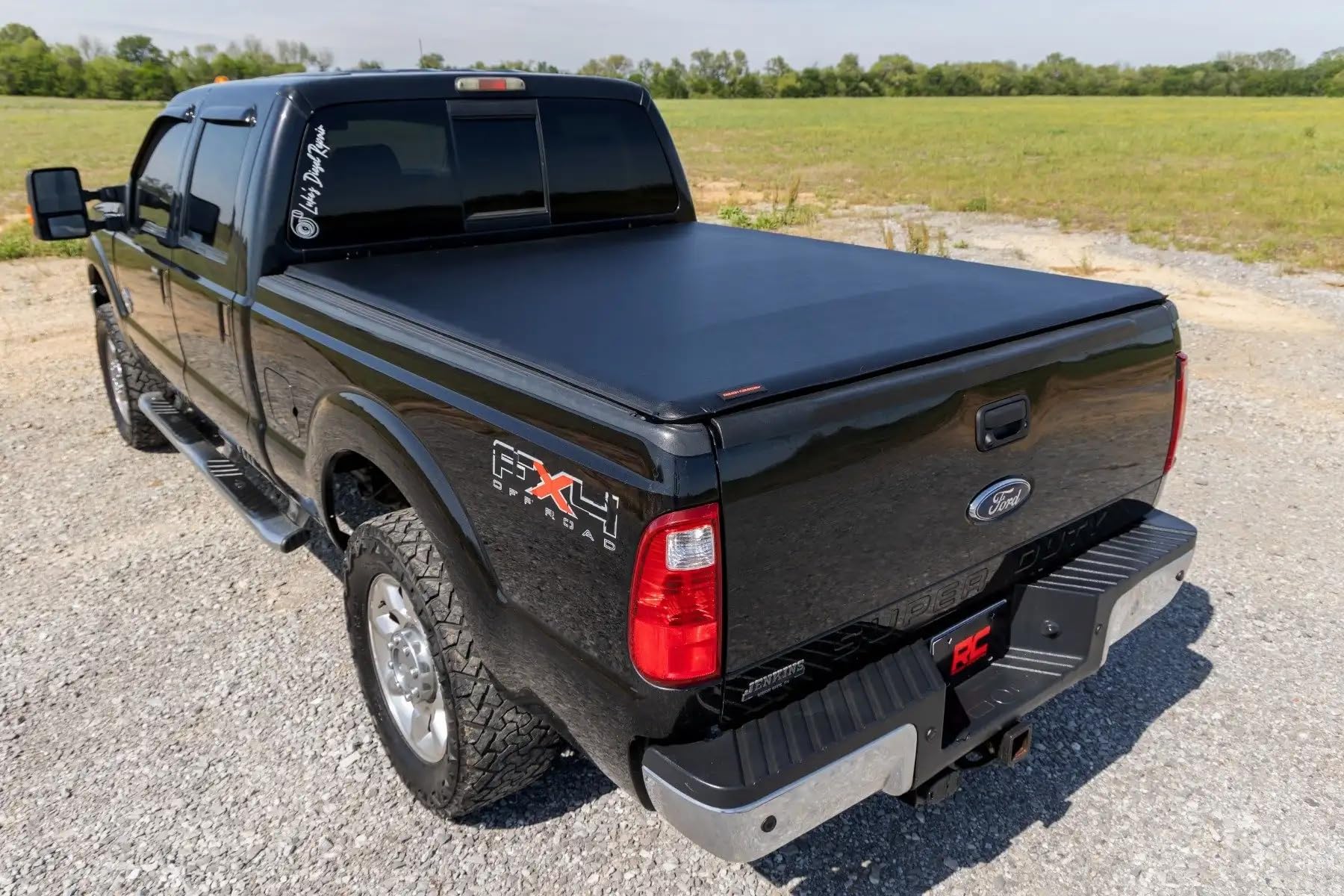 Soft Roll Up Rough Country Truck Bed Tonneau Cover for Ford F250/350 Super Duty (1999-2016) - Fits 6'10 (82") Bed, Weatherproof Bed Cover