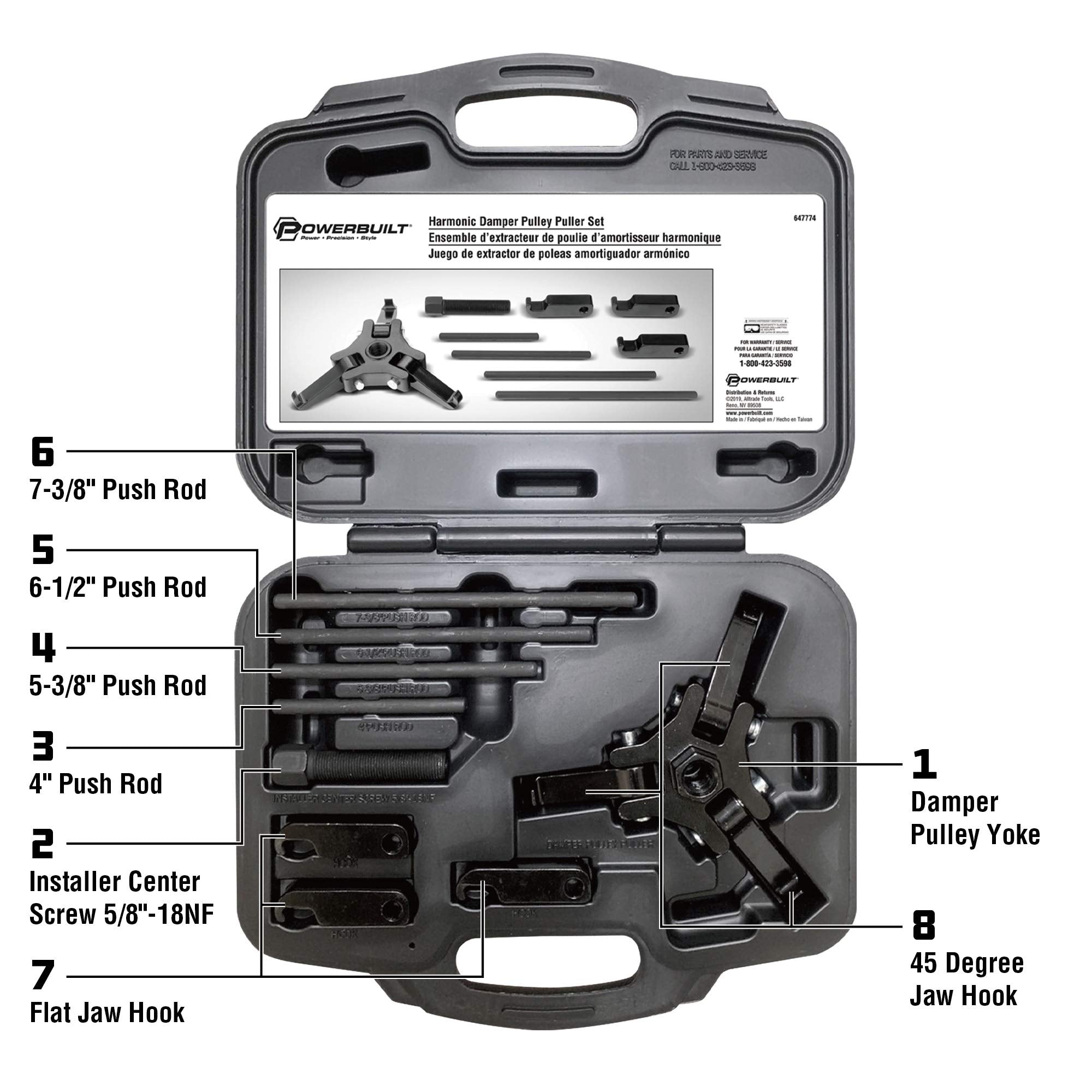 Powerbuilt 3 Jaw Harmonic Balancer Puller Set, Adjustable Crank Balancer Puller works with most late model cars and trucks in engine compartments without radiator removal - 647774