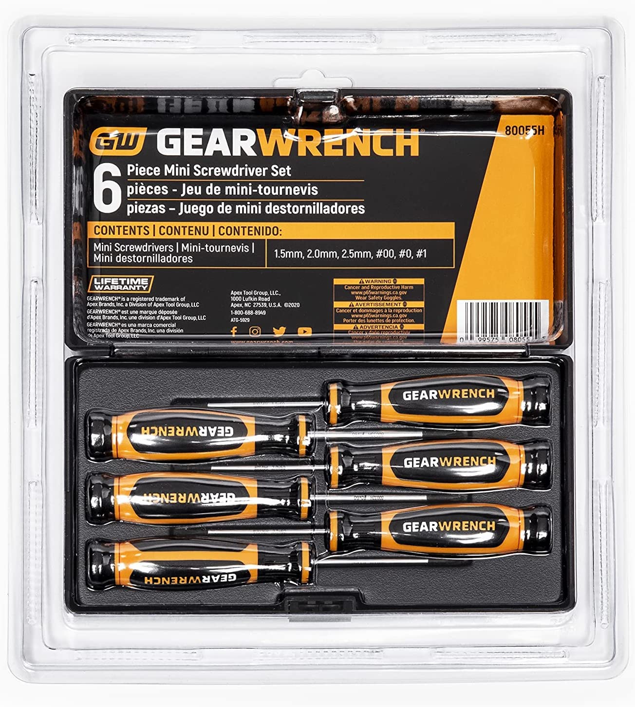 6 Pc GEARWRENCH Mini Dual Material Screwdriver Set - 80055H