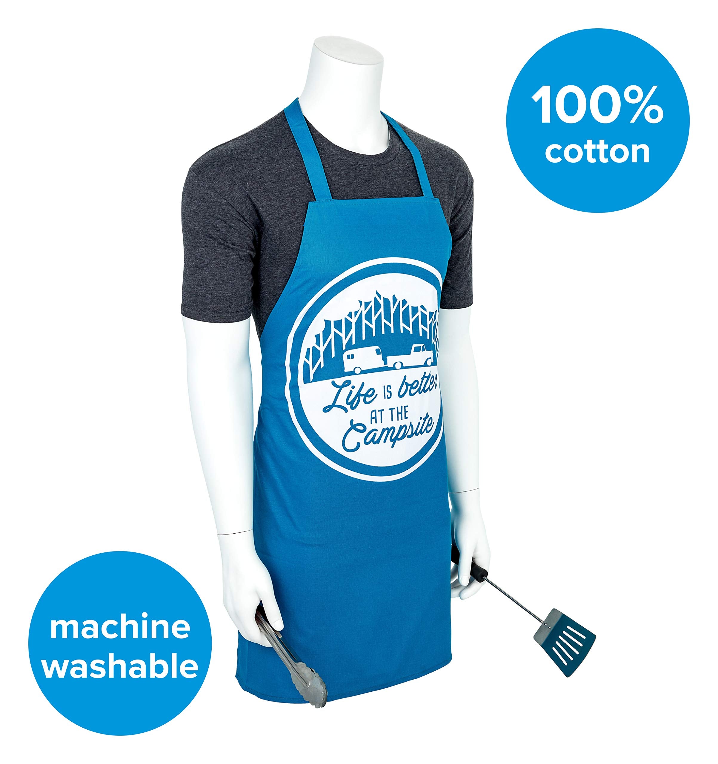Adjustable Apron Camco Life is Better at The Campsite | Features a Truck and Tree-Themed Design, Made Entirely of Cotton, and is Machine Washable (53258)