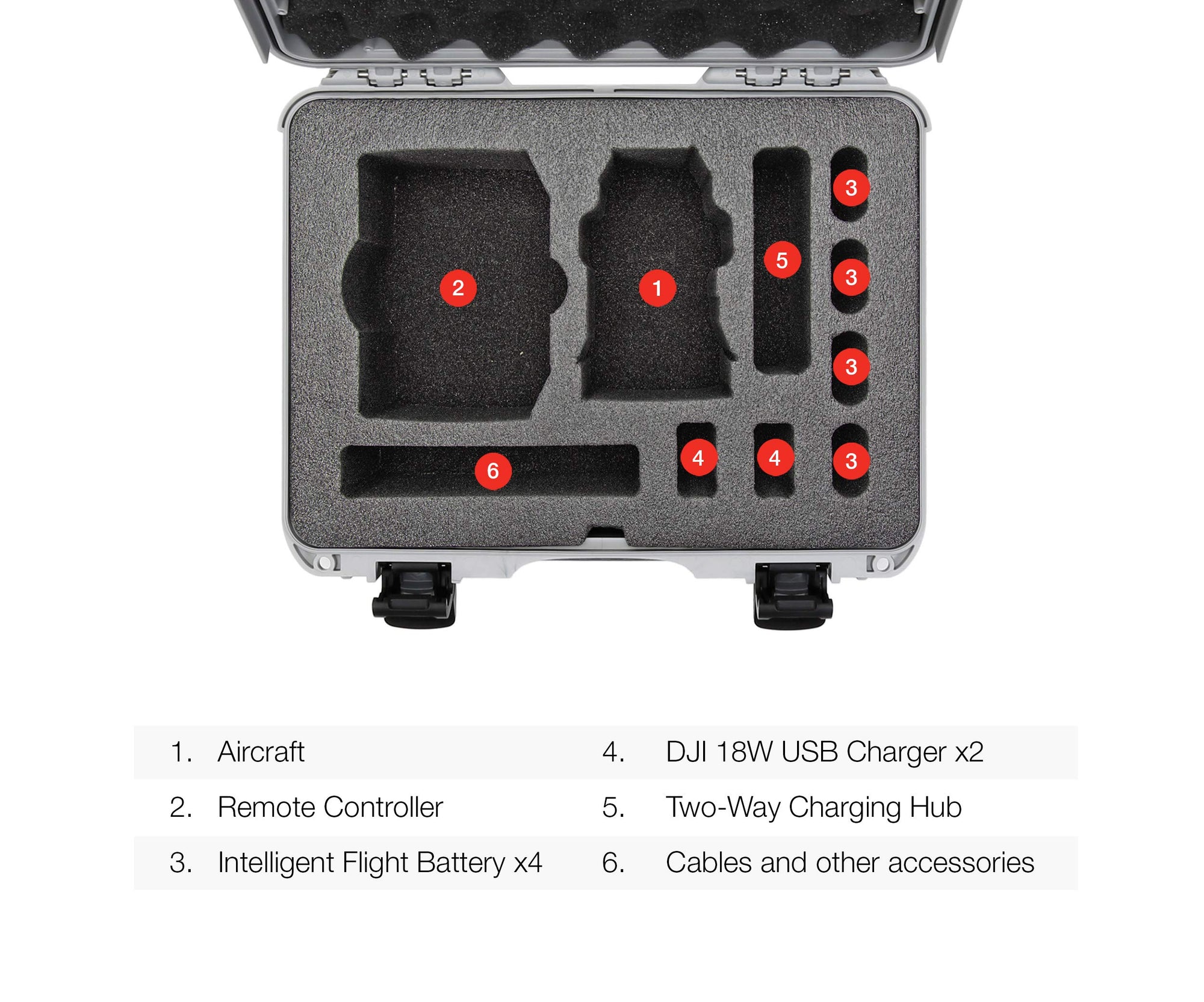 Waterproof Nanuk 910 Hard Case with Foam Insert for DJI Mavic Mini 2 Fly More - Silver