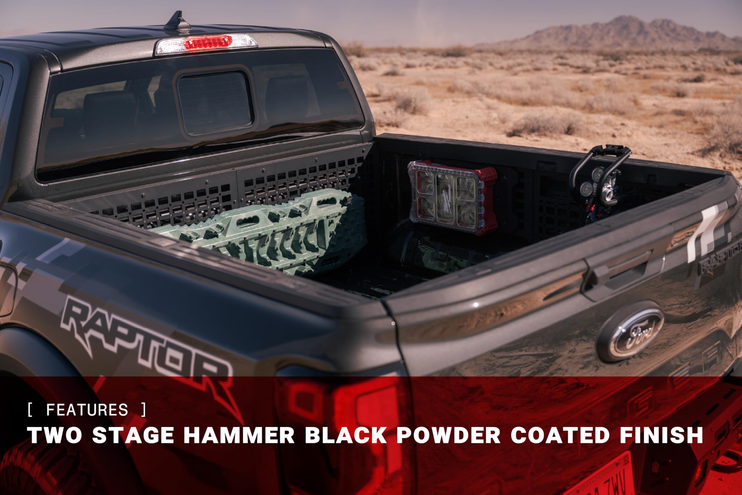 Offroad Bed Cab Molle Panels for 2024-2025 Ford Ranger Raptor ADD | Molle Design for Mounting Tools, Recovery Gear, & Off-Road Supplies | Rigid Fitment | Powder Coated Finish | Steel | Made in the USA