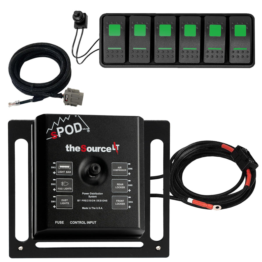 6 Circuit SPOD SourceLT Controller with Green LED Switch Panel, Universal Fit (36-inch Battery Cable)