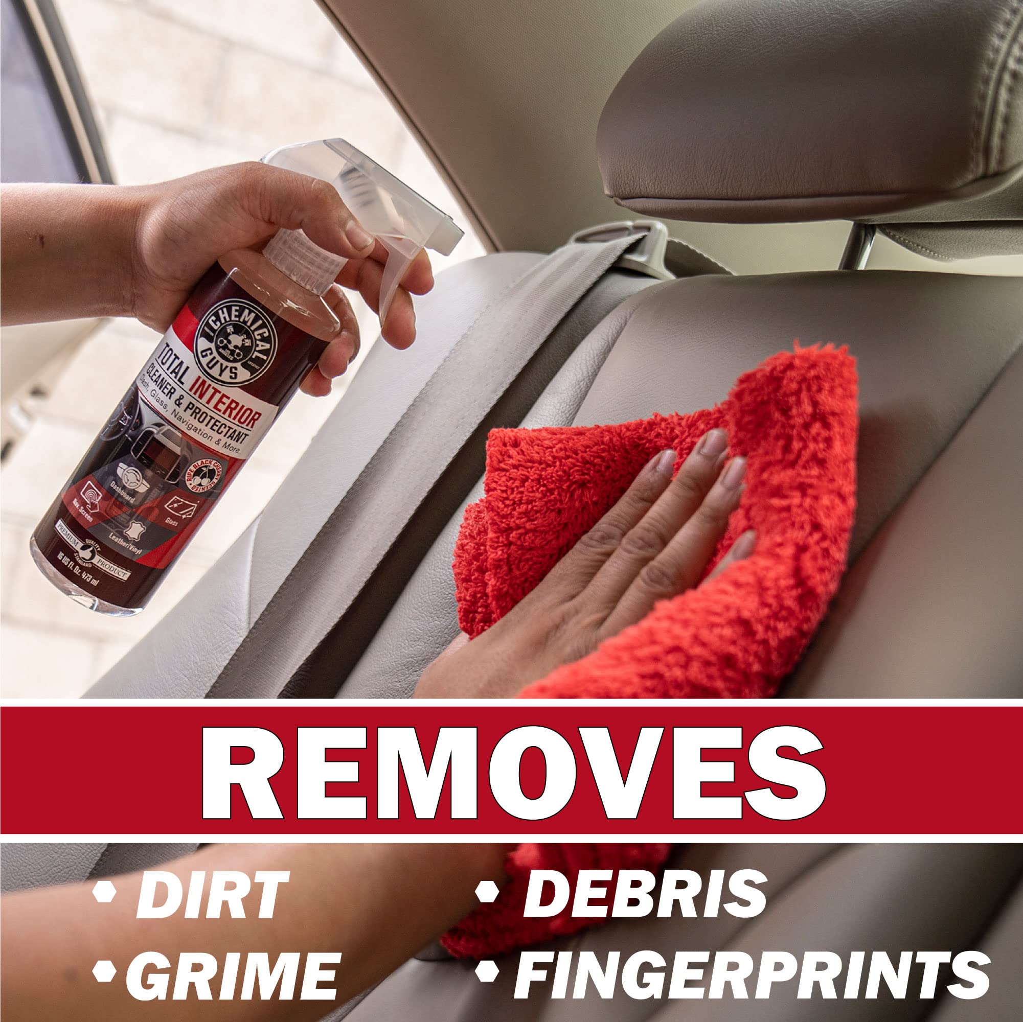 Chemical Guys Black Cherry Total Interior Cleaner & Protectant - Car Cleaning Spray, Cleans and Protects Leather, Vinyl, Plastic, Rubber, and Glass, Safe for Trucks, SUVs, Jeeps, RVs & More - 16 oz