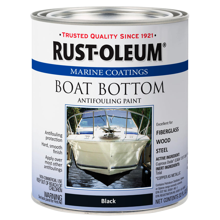 Marine Flat Rust-Oleum Antifouling Paint Boat Bottom, Quart, Black 396967​