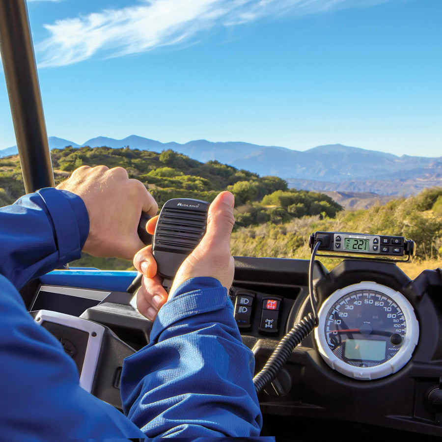 MXT105 - Midland 5 Watt GMRS MicroMobile Two Way Radio - Off Roading Outdoor RZR Farm Trails Radio - External Magnetic Mount Antenna - NOAA Weather Alerts