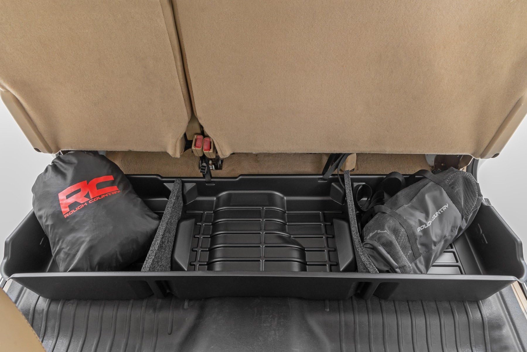 Under Seat Storage Rough Country for Chevy Silverado 1500 & GMC Sierra 1500 (2007-2013) CrewCab - Custom-Fit, Durable, Anti-Skid Under Seat Truck Storage