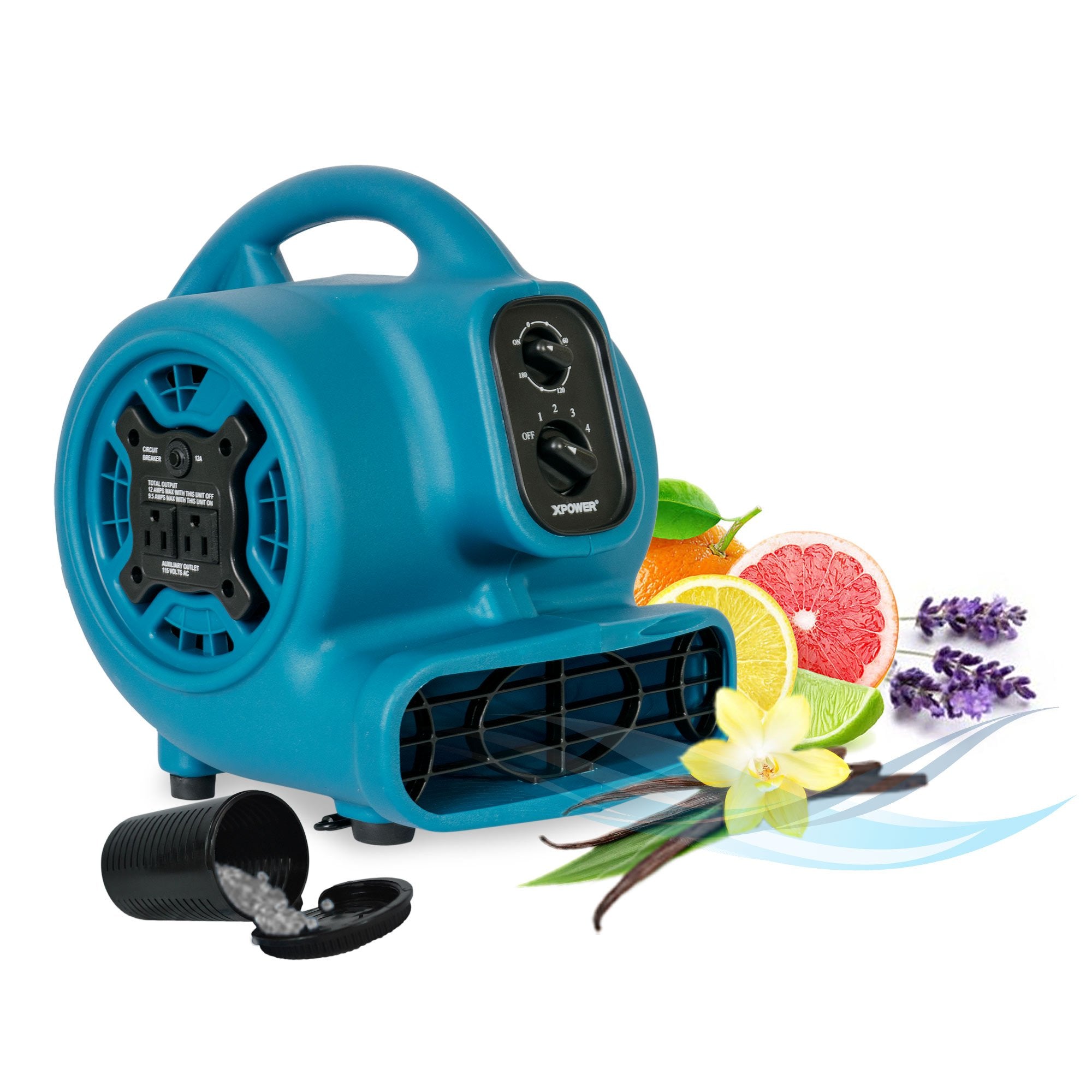 Freshen Aire XPOWER P-260AT Scented Air Mover for Immediate Scenting, Cooling, Ventilating, & Drying of Large Areas, Blue