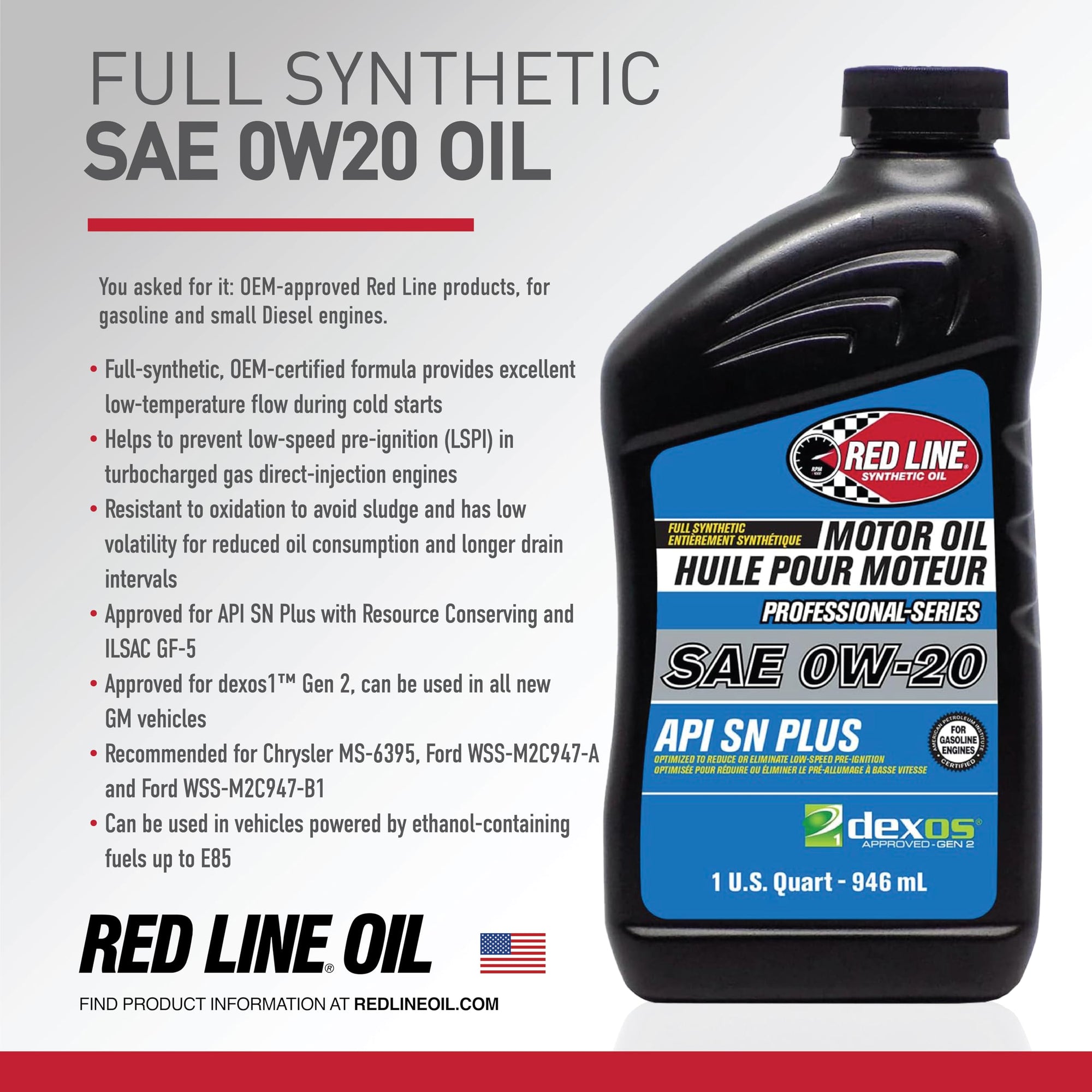 Professional Series Red Line 12804 0W20 Motor Oil - 1 Quart