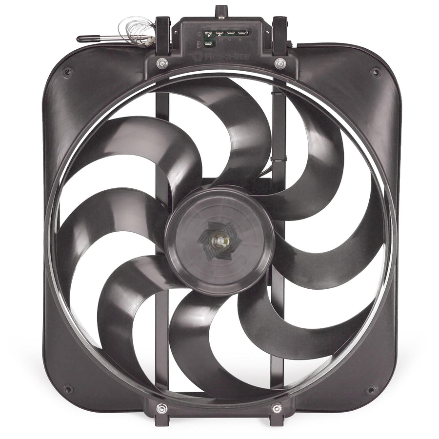 Flex-A-Lite S-Blade Black Magic Reversible Electric Fan With Adjustable Thermostat Controller, Pusher-Puller Fan (160), Car Accessories, 15 Inches